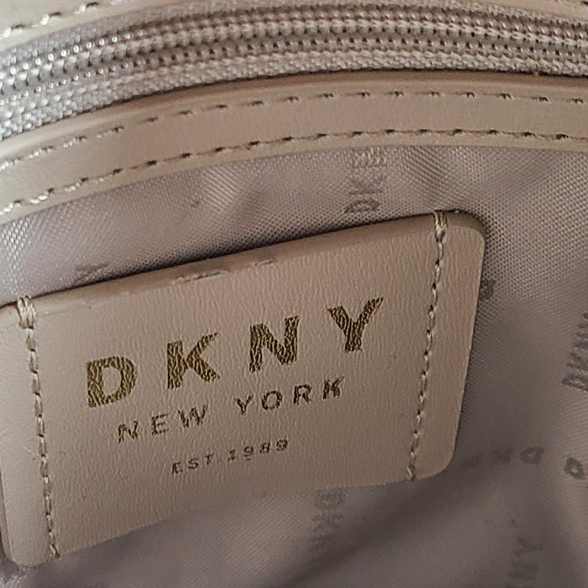 DKNY Women's Bo Mini Crossbody Bag Coated Saffiano Leather Beige Gold $180
