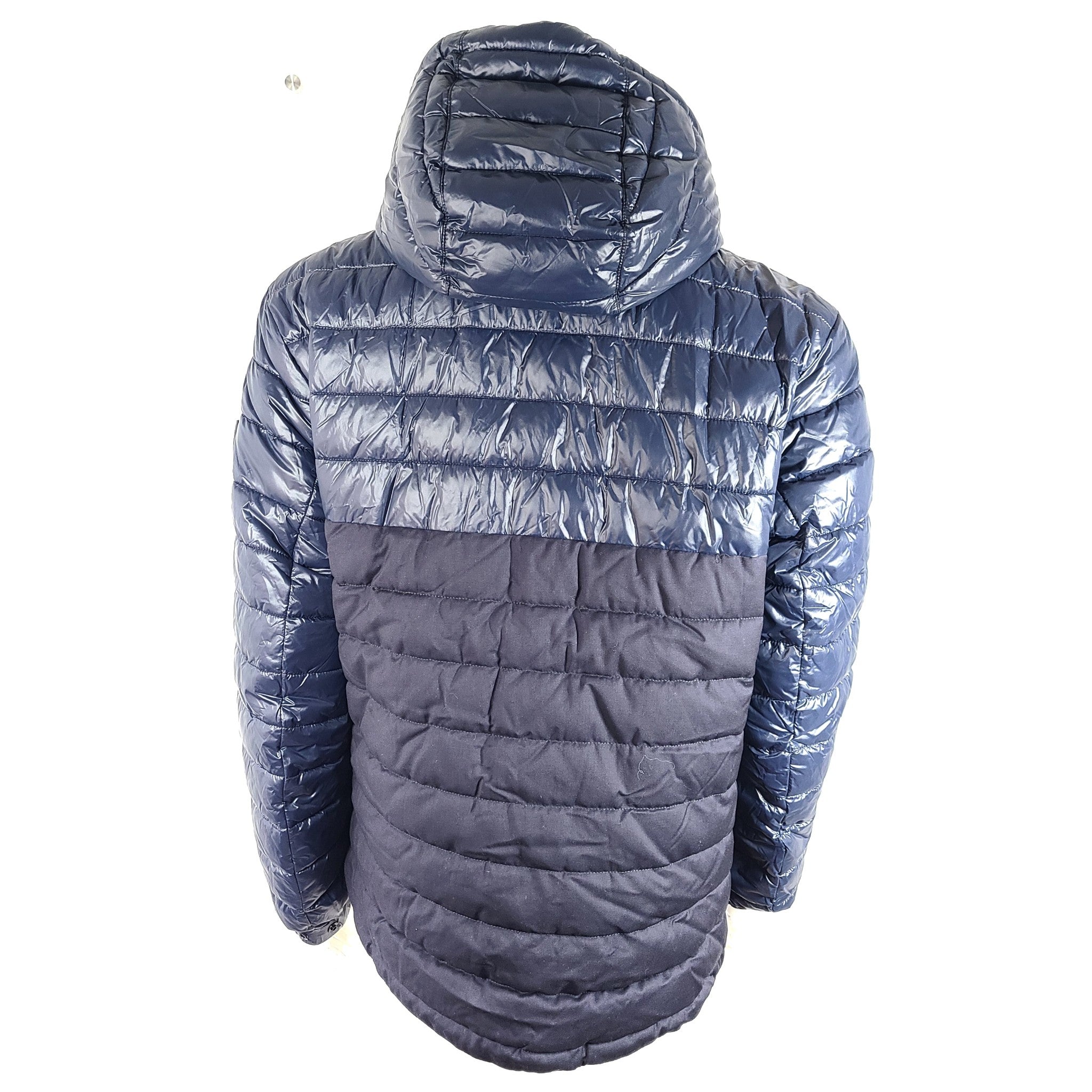 Hugo Boss Men's Darula Jacket Italian Wool Panel Detachable Hood Navy Blue 44R