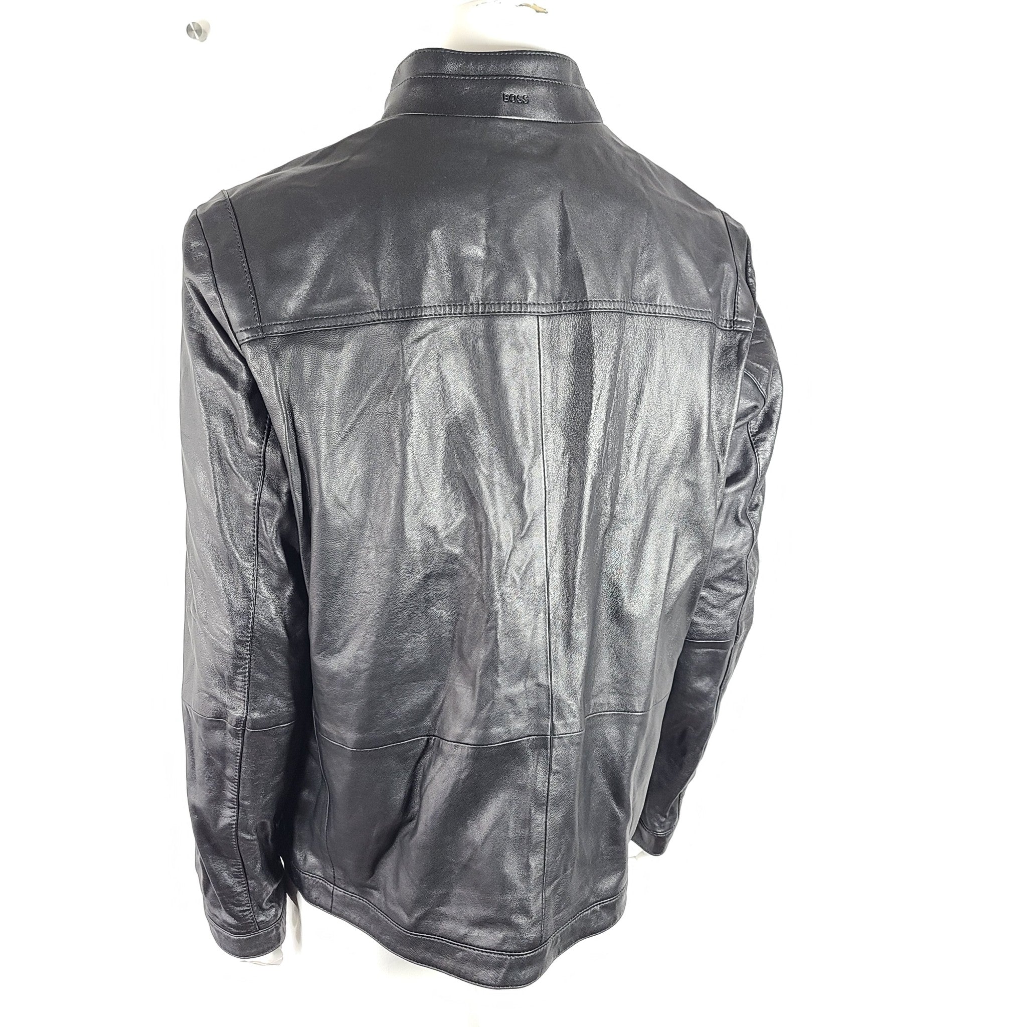 Hugo Boss Men's Nilas 3 Leather Biker Jacket Black
