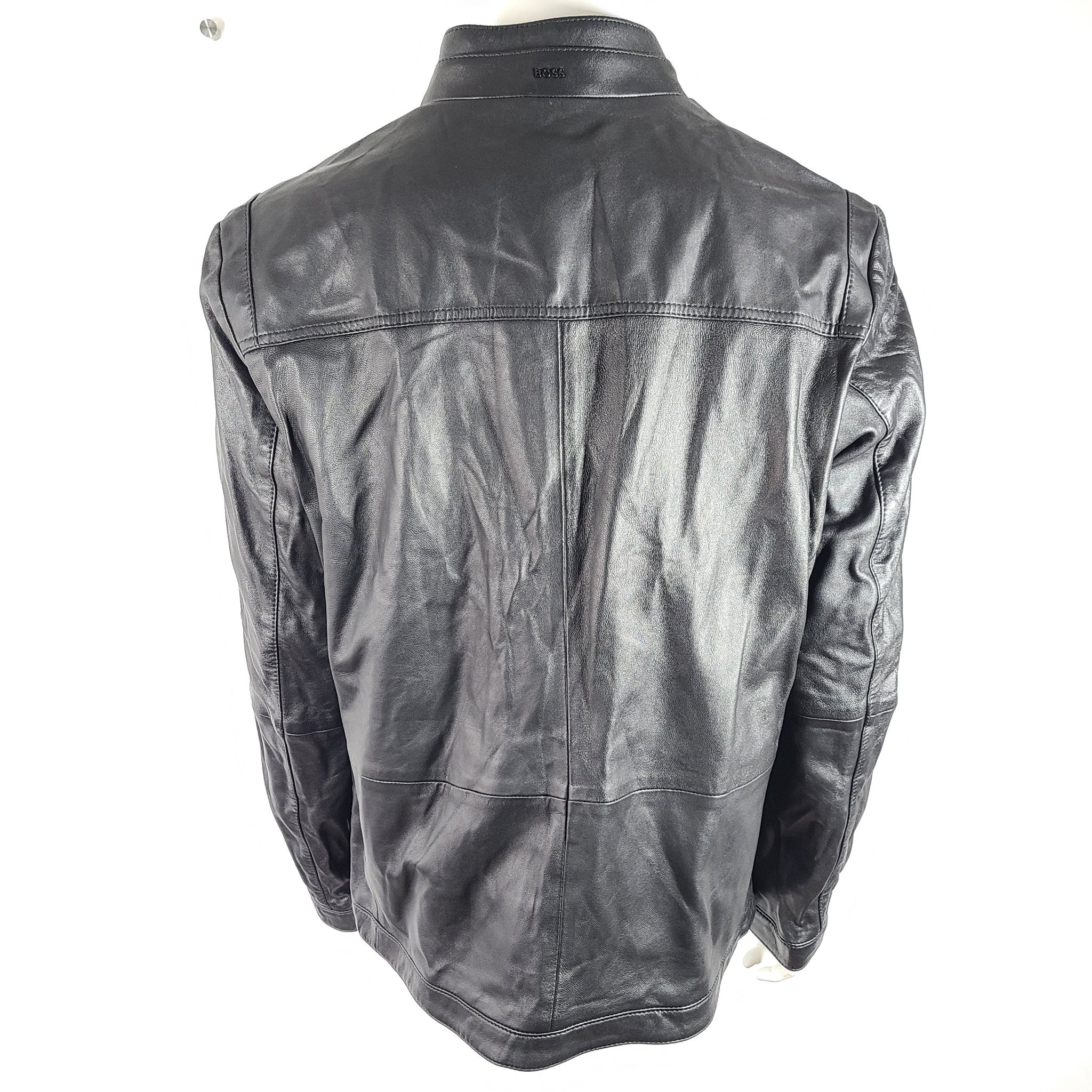 Hugo Boss Men's Nilas 3 Leather Biker Jacket Black