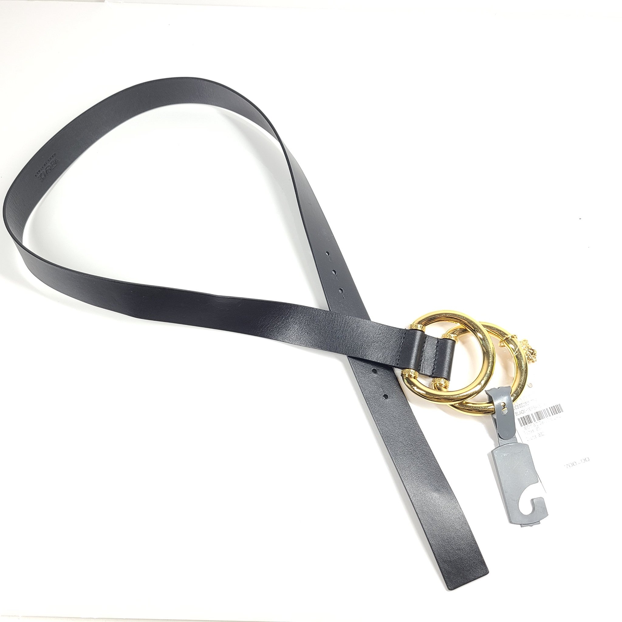 Versace Women's Chain Link Medusa Leather Belt Black Gold DCDI028.DV4TN
