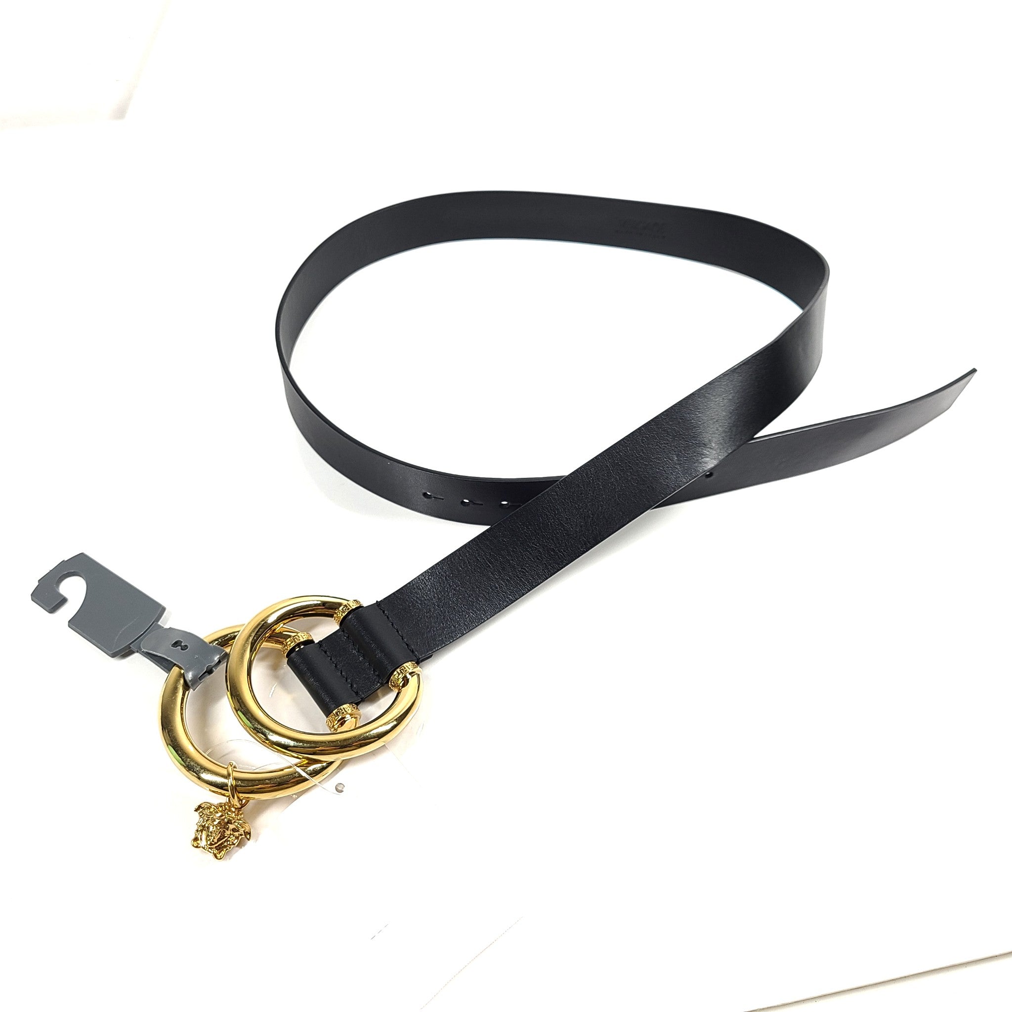 Versace Women's Chain Link Medusa Leather Belt Black Gold DCDI028.DV4TN