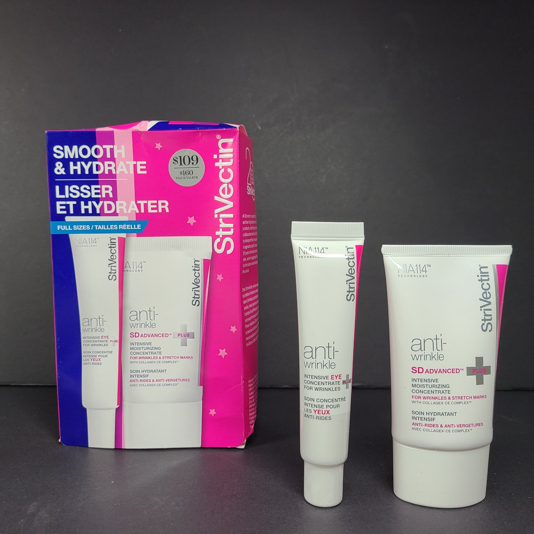 2 Pc FULL SIZE Set StriVectin Anti-Wrinkle SD Advanced+ Concentrate + Eye NIB