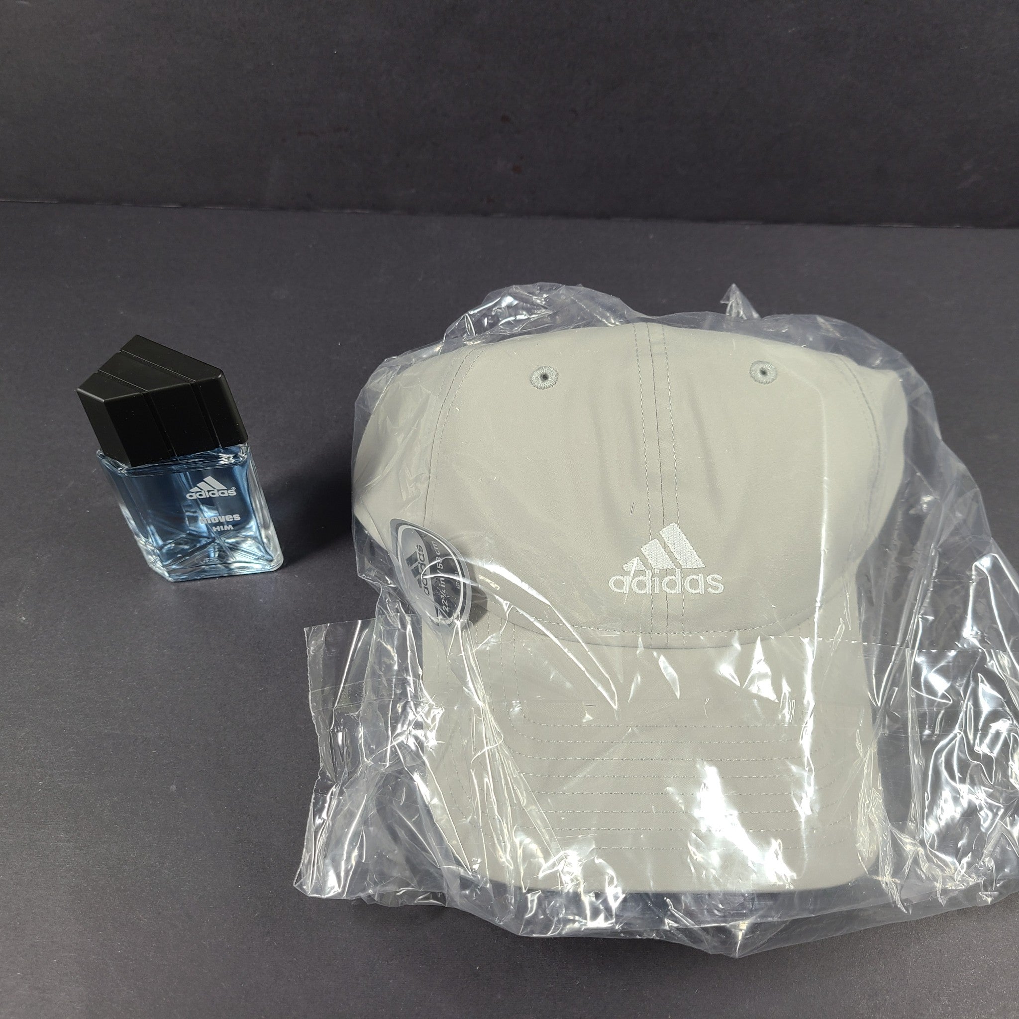 2 Pc Gift Set Adidas Moves Him Men's EDT Spray 1 fl oz + Baseball Cap Beige NIB