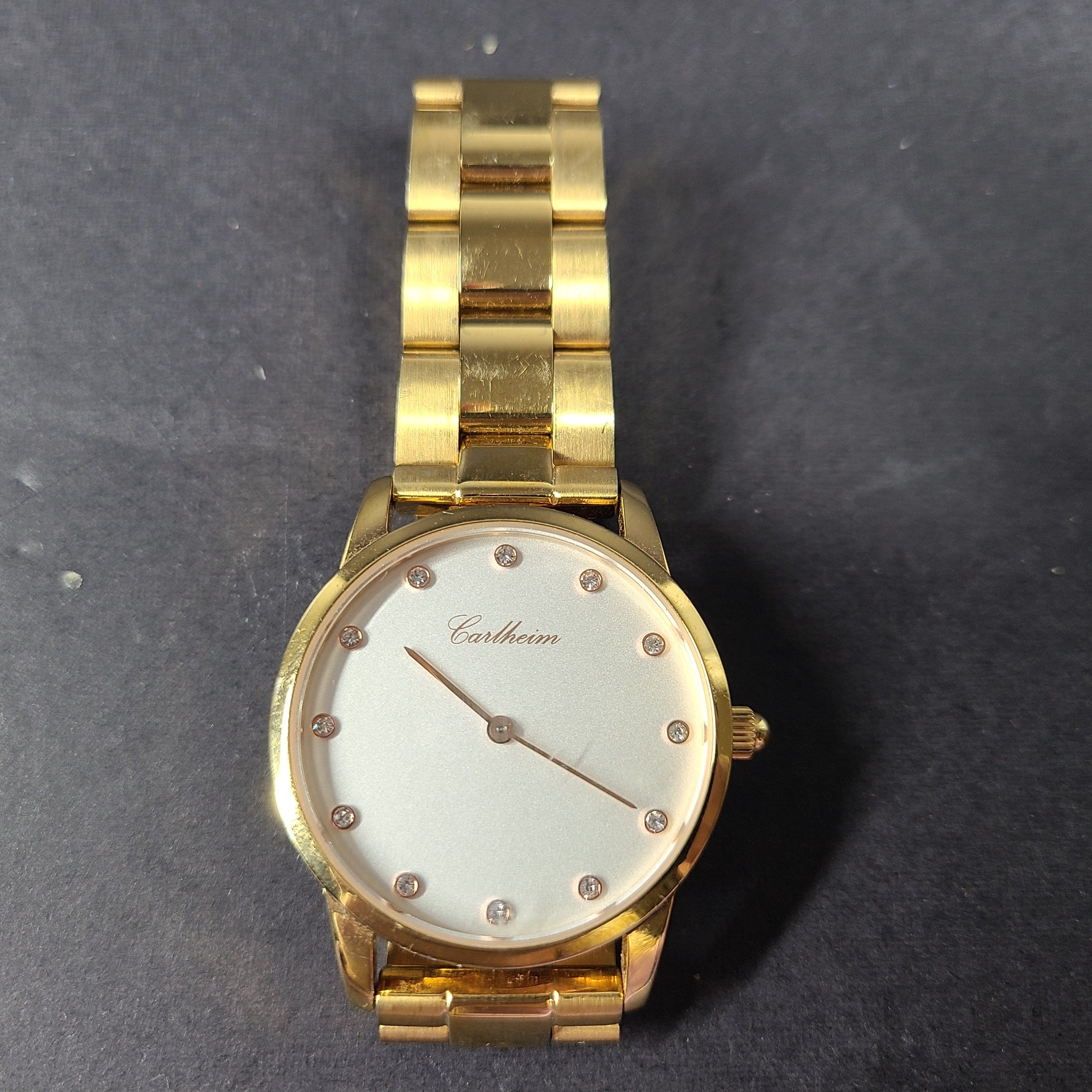 Carlheim Women's Sofia 34 Watch Gold Tone White Dial Crystal Stones Small Wrist