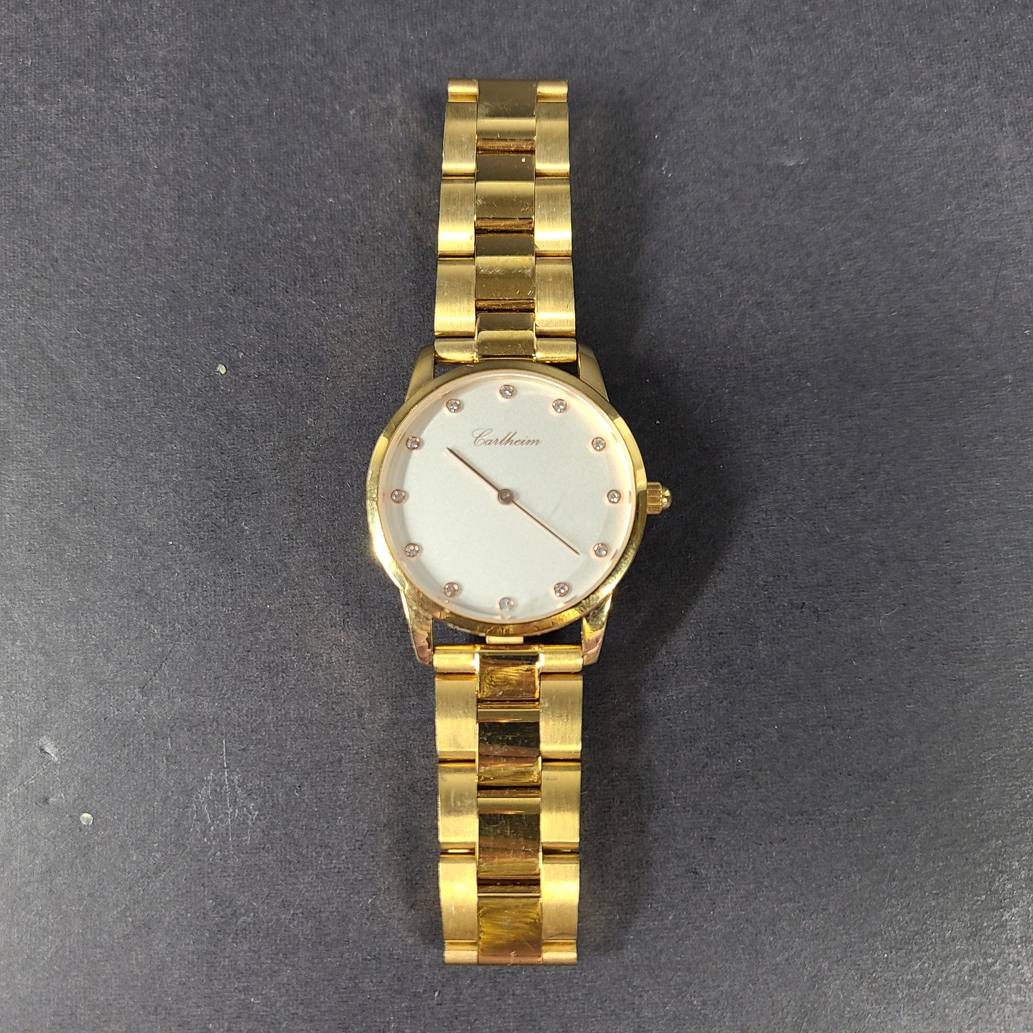 Carlheim Women's Sofia 34 Watch Gold Tone White Dial Crystal Stones Small Wrist