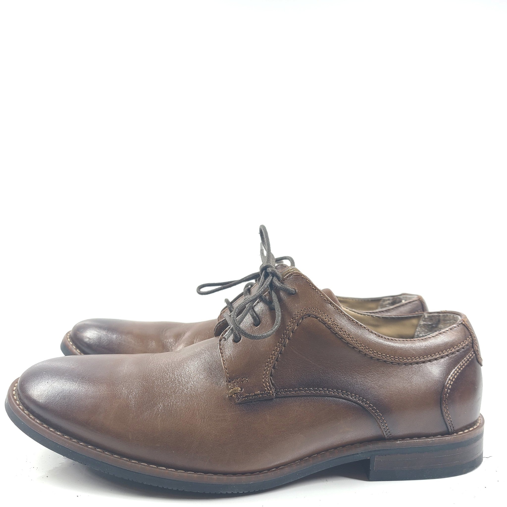 Nunn Bush Men's Plain Toe Oxford Dress Shoes Leather Brown Comfort Gel Sz 9