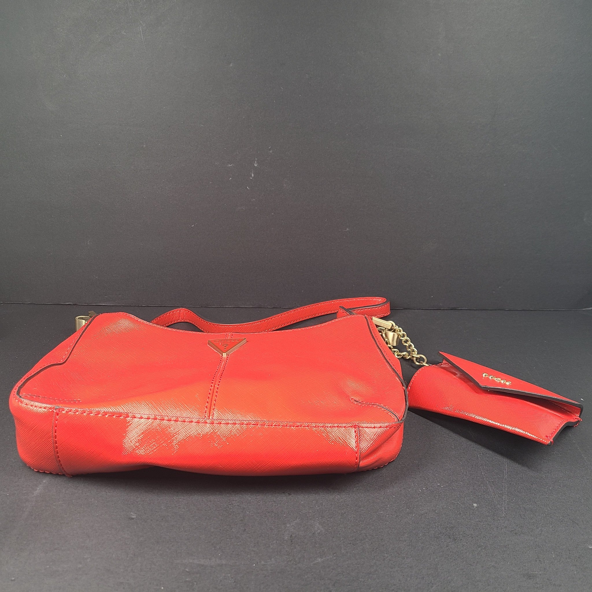 GUESS Layla Top Zip Shoulder Bag Purse Handbag Red w/ Removable Pouch