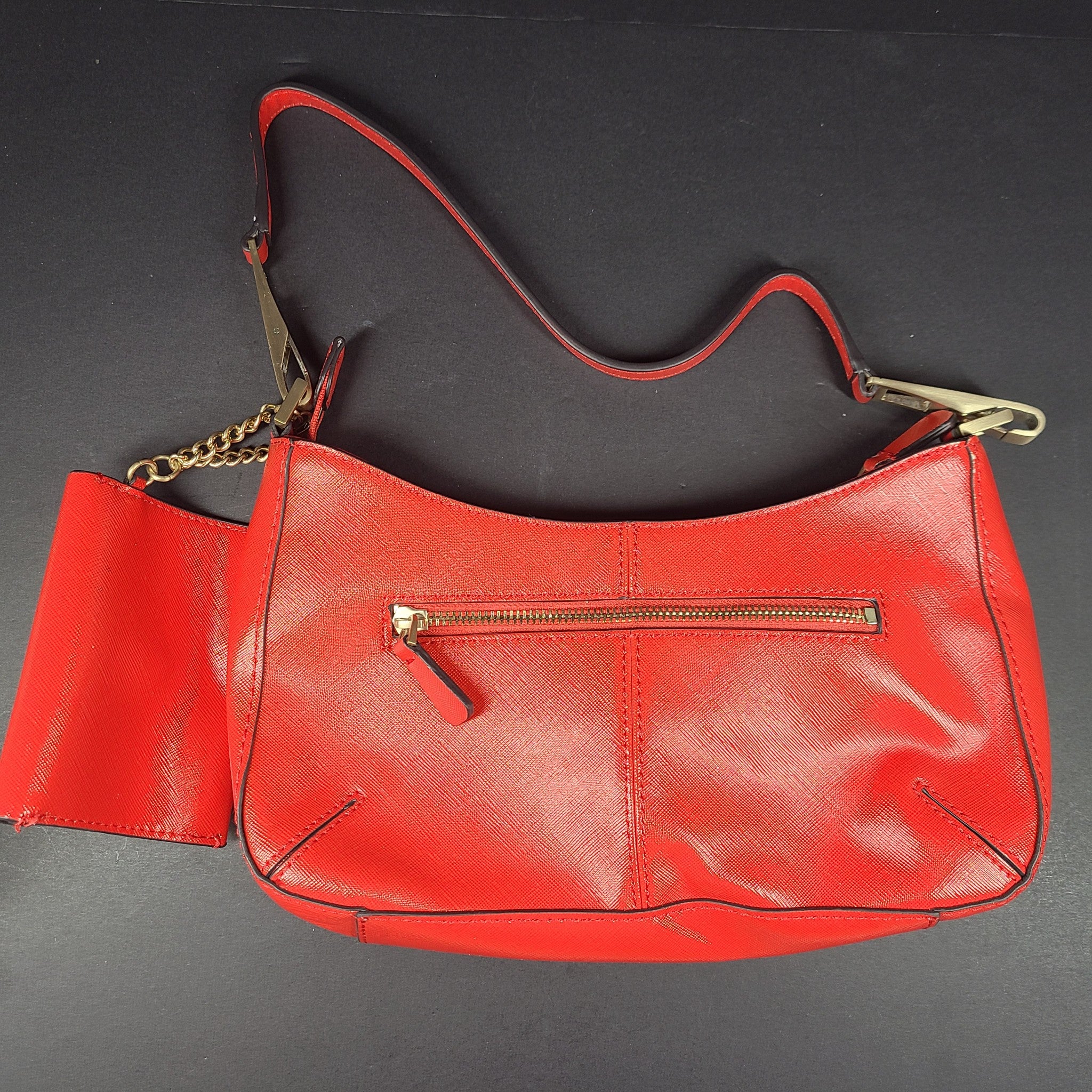 GUESS Layla Top Zip Shoulder Bag Purse Handbag Red w/ Removable Pouch
