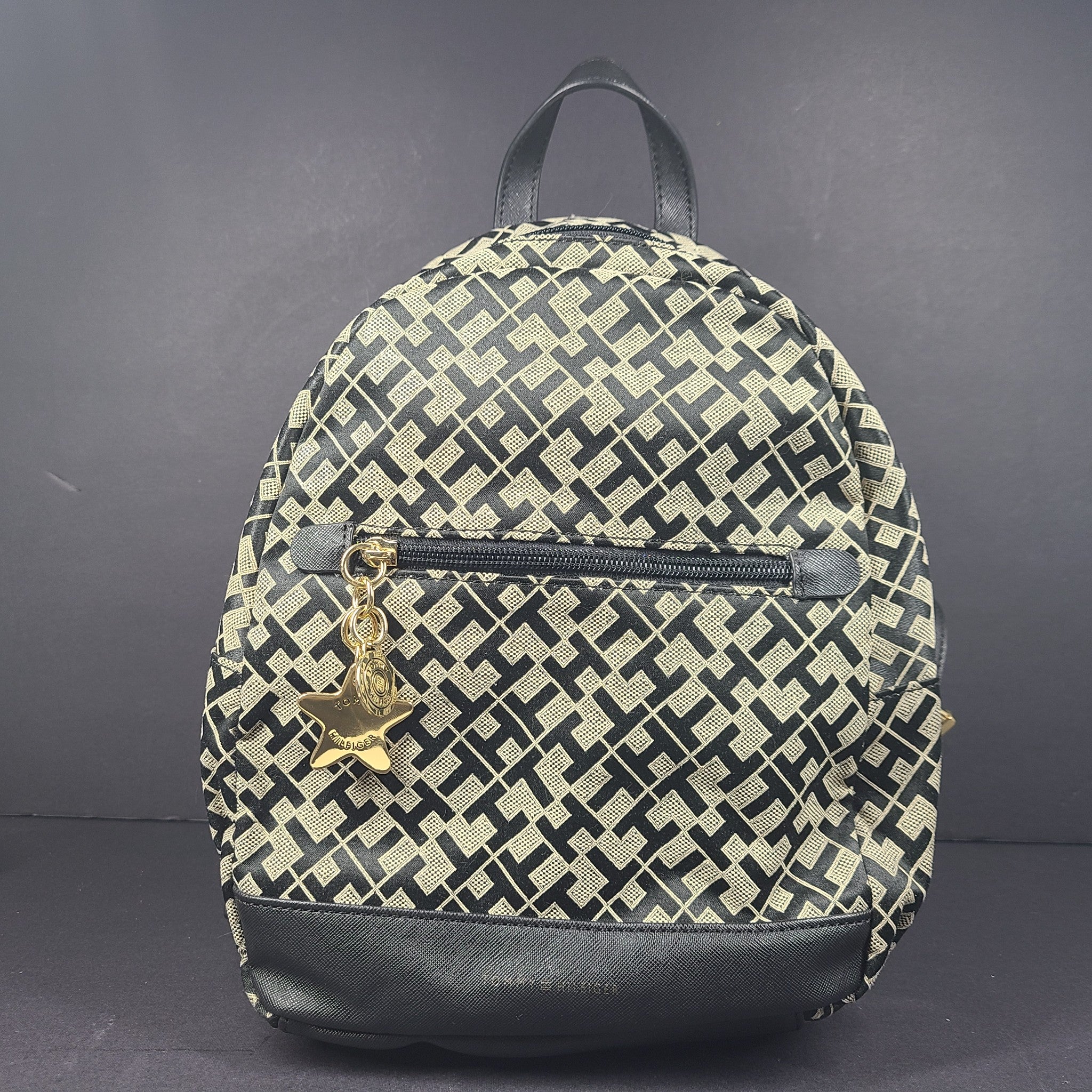 Tommy Hilfiger Women's Backpack Small Monogram Beige Black