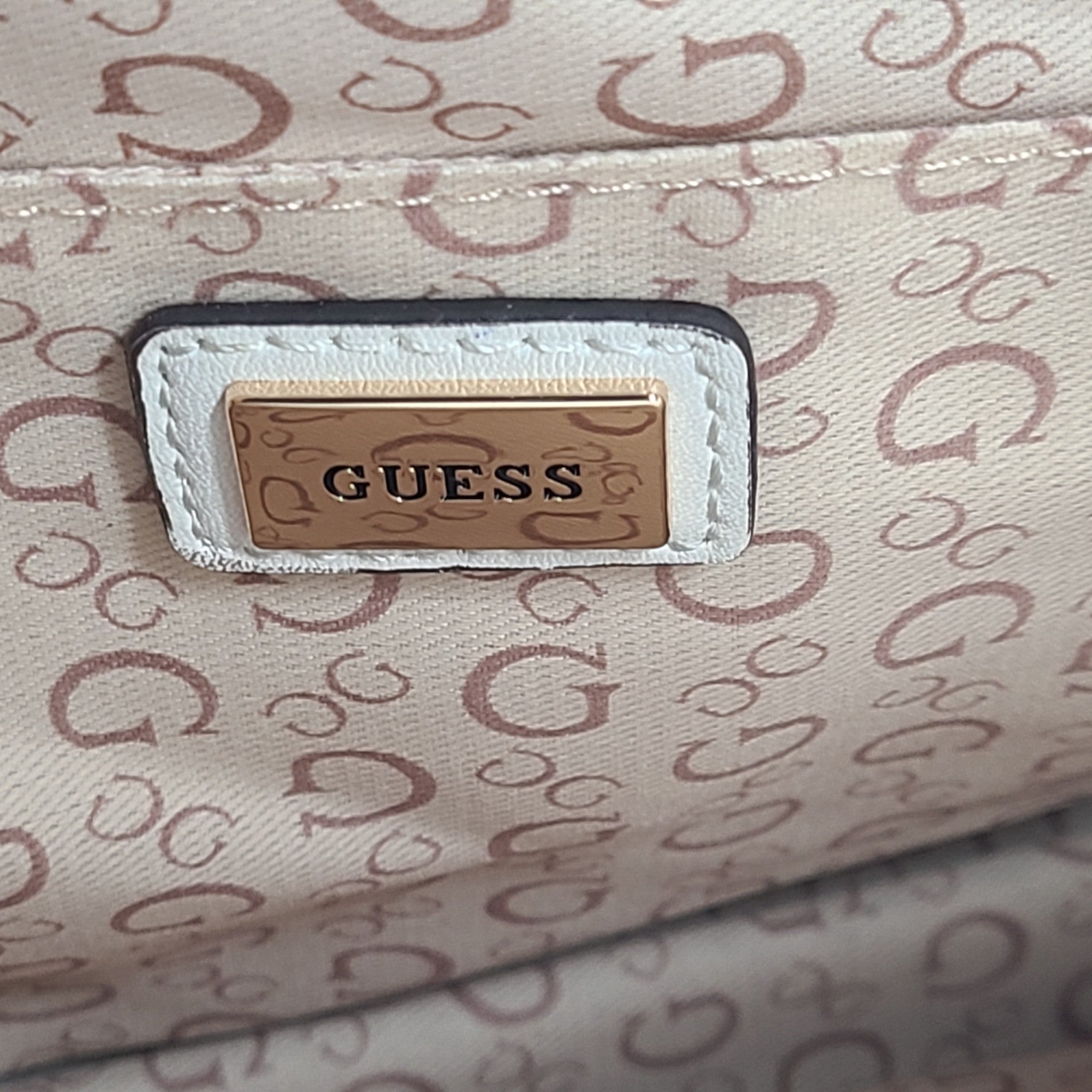 GUESS Women's Zernik Satchel Bag Handbag Purse Monogram Brown NWT