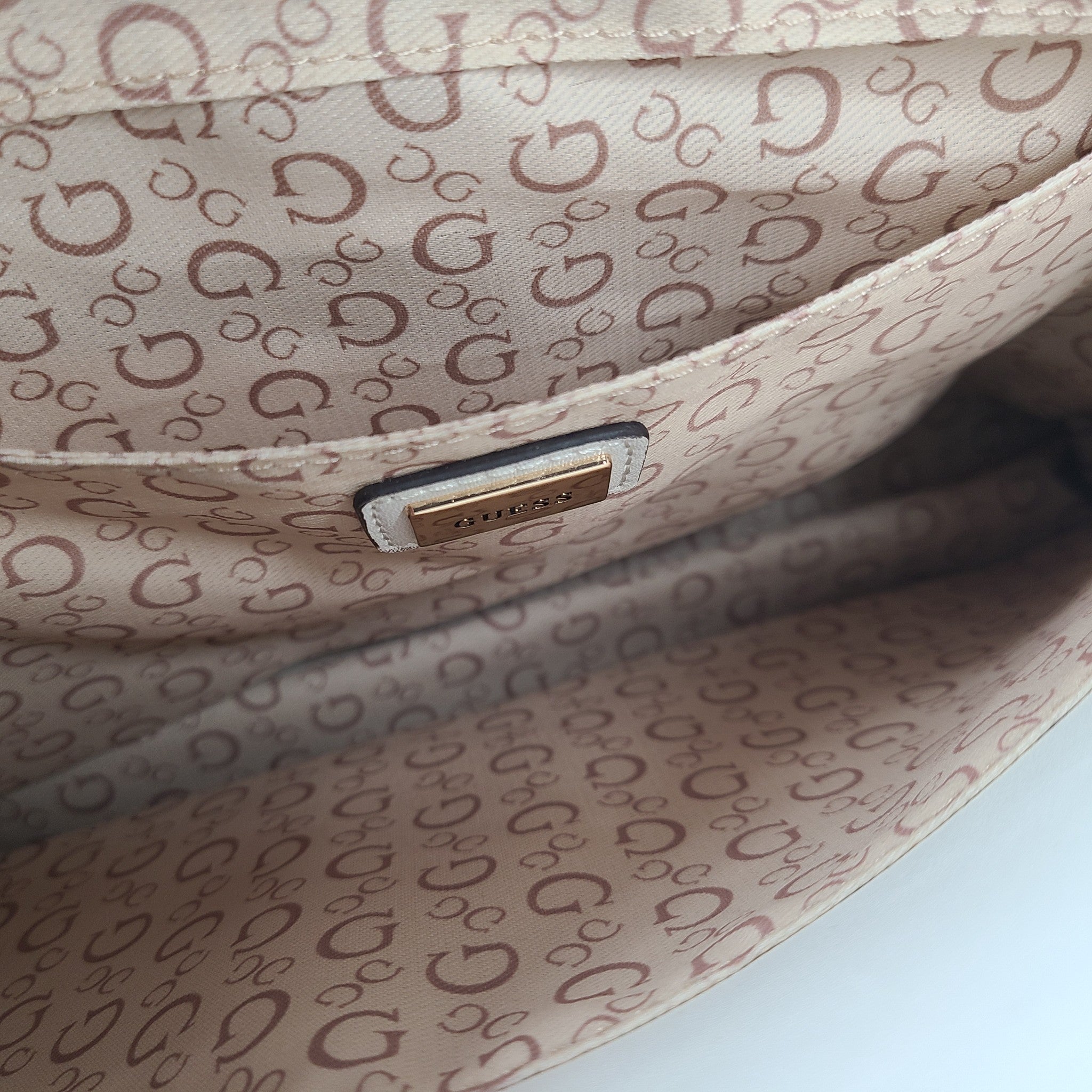 GUESS Women's Zernik Satchel Bag Handbag Purse Monogram Brown NWT
