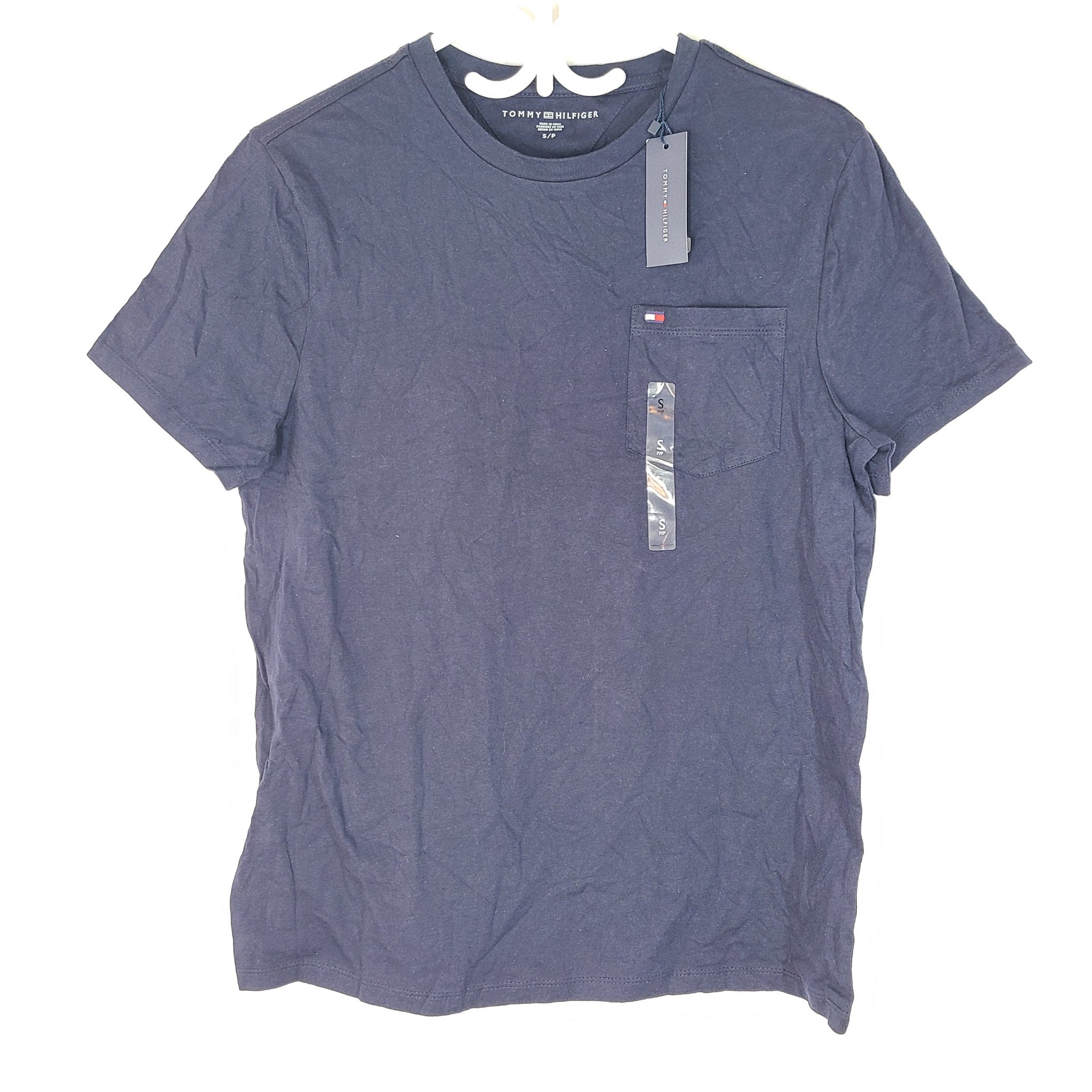 NWT Tommy Hilfiger Men's Regular Fit Short Sleeve Pocket T-Shirt Navy Blue Sz S