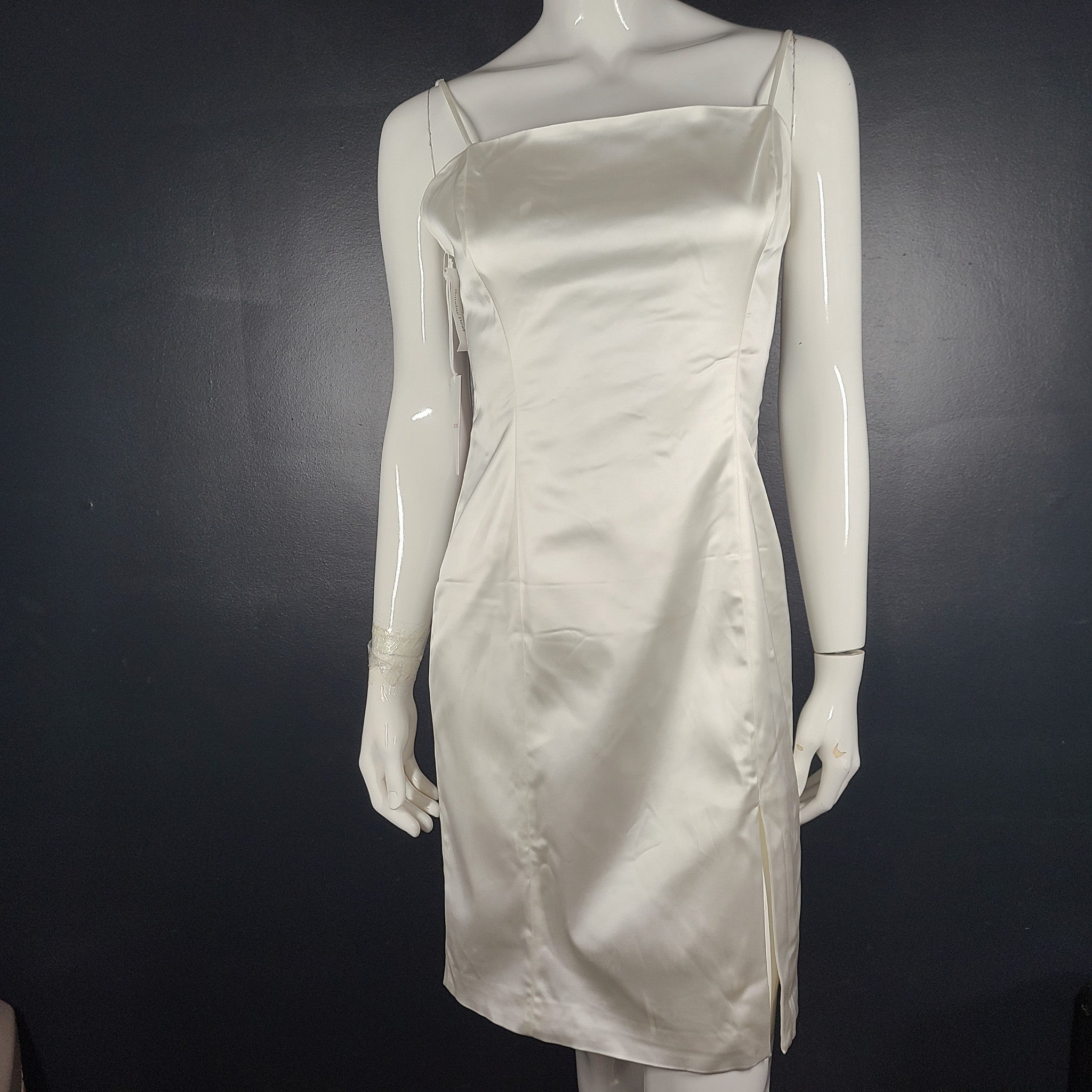 Artitzia Sunday Best Shimmer Satin Knee Dress Light Birch White Sz 8