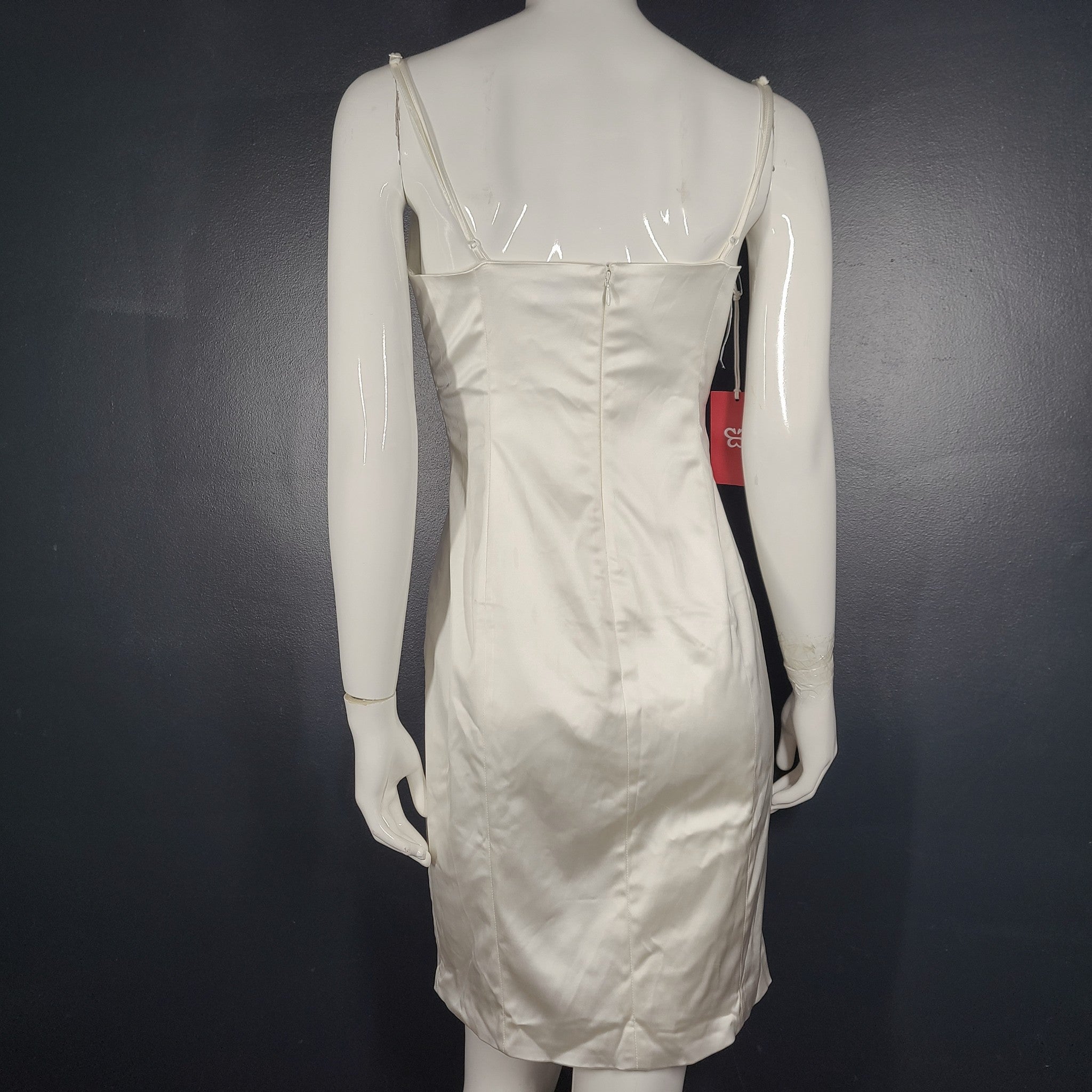 Artitzia Sunday Best Shimmer Satin Knee Dress Light Birch White Sz 8