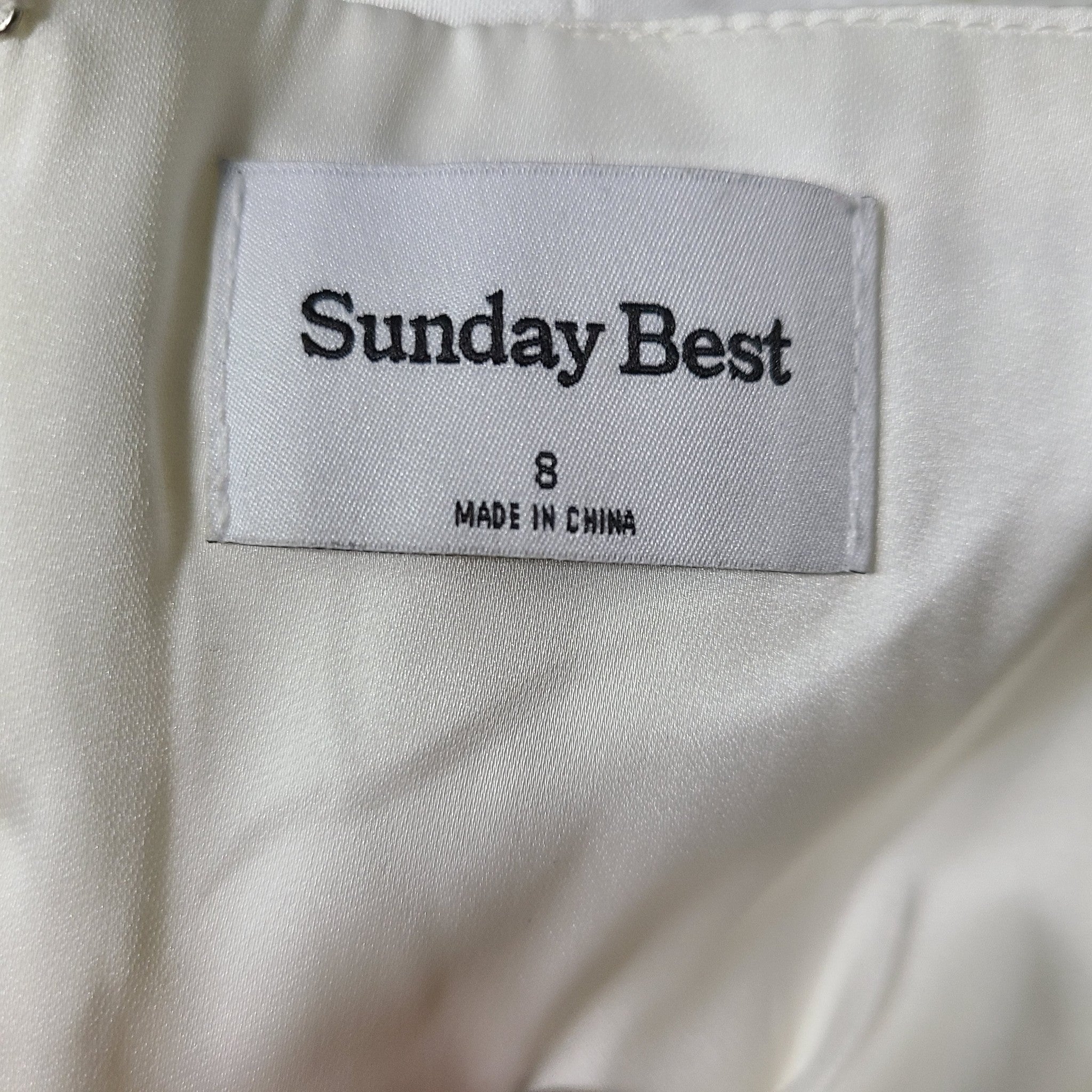 Artitzia Sunday Best Shimmer Satin Knee Dress Light Birch White Sz 8
