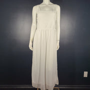 Dex Tie-Strap Smocked Maxi Dress Light Flowy Breathable Romantic White Sz M