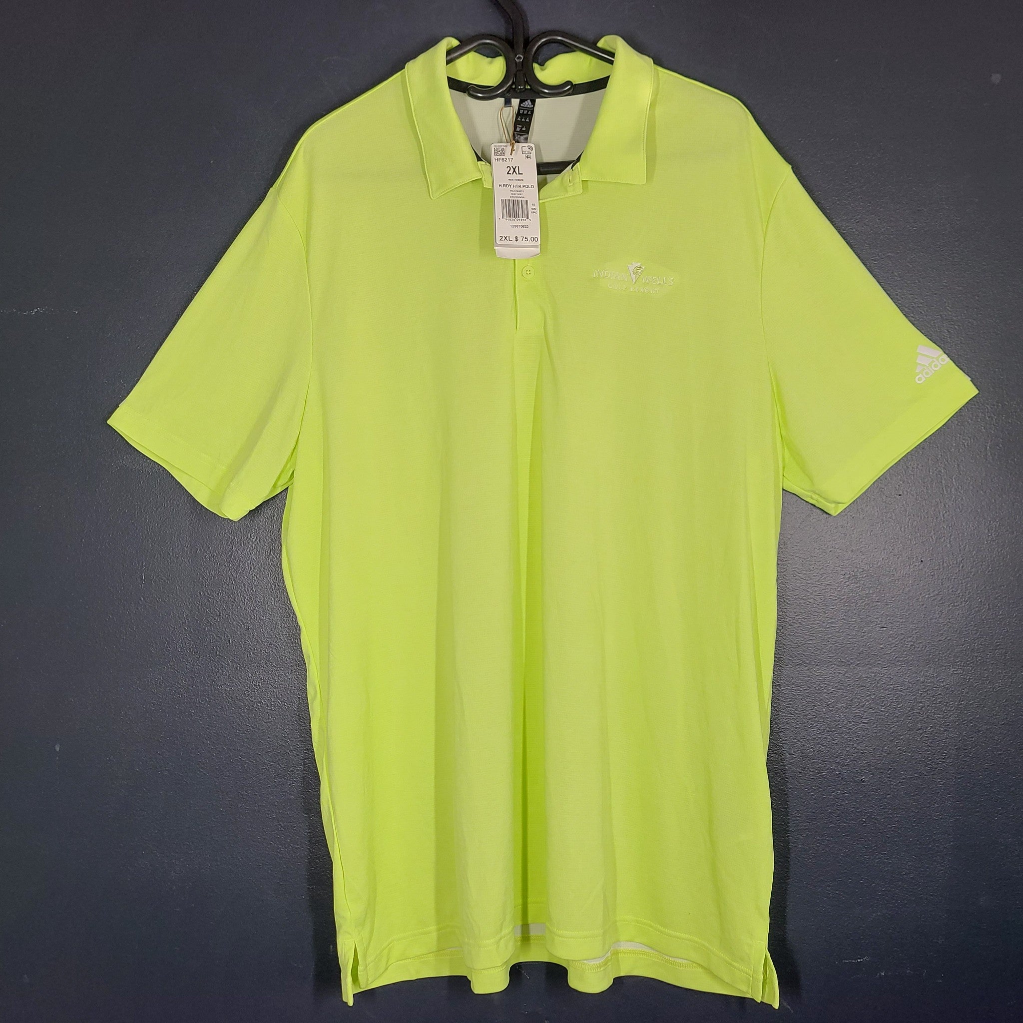 Adidas Heat.Rdy Polo Golf Shirt Heathered Warm Weather HF6217 Lime Green 2XL