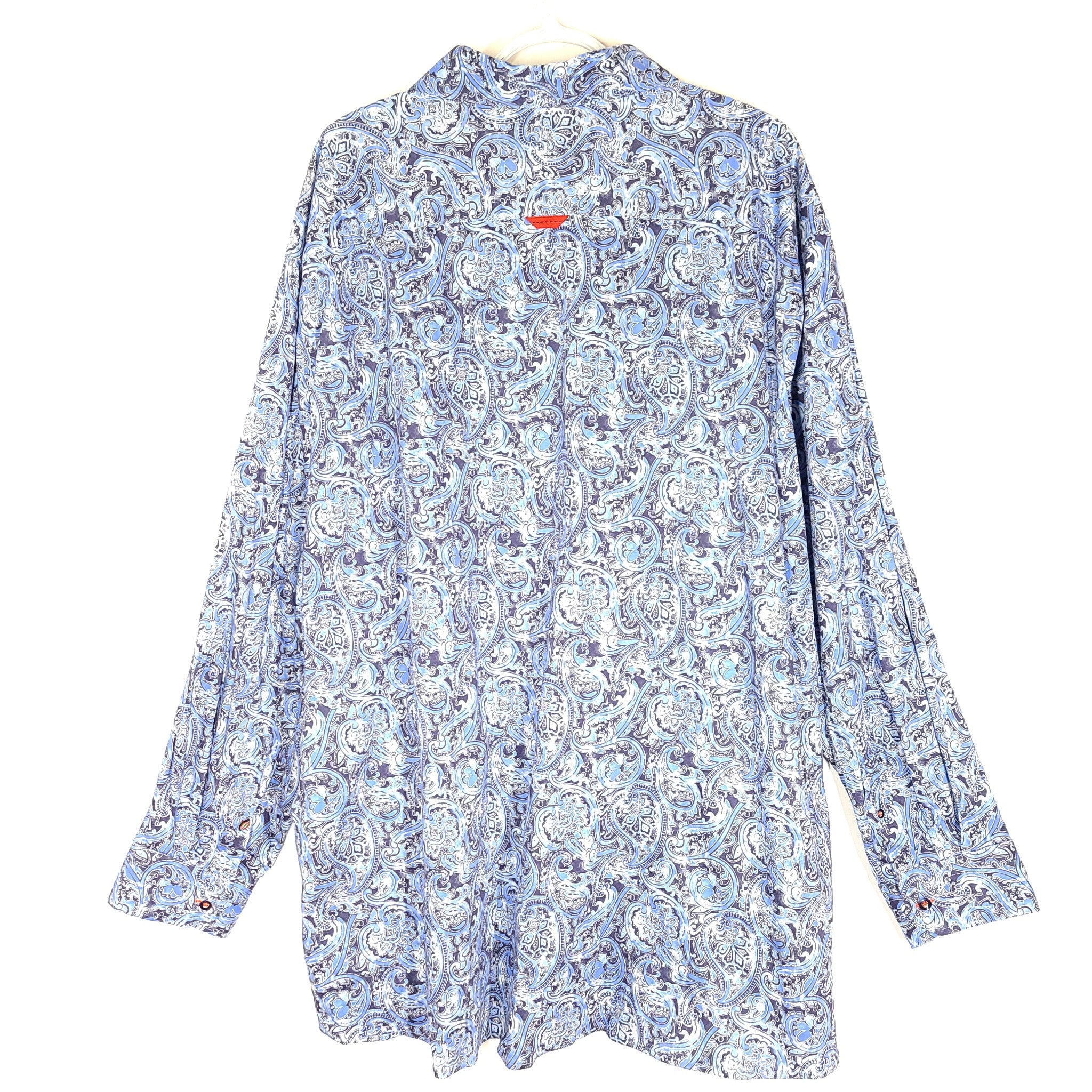 Jermyn & Bond Dress Shirt Button Up Paisley Print Blue Sz 4XL