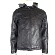Levi Strauss Levi's Men's Faux Leather Hooded Racer Jacket Black Sz S