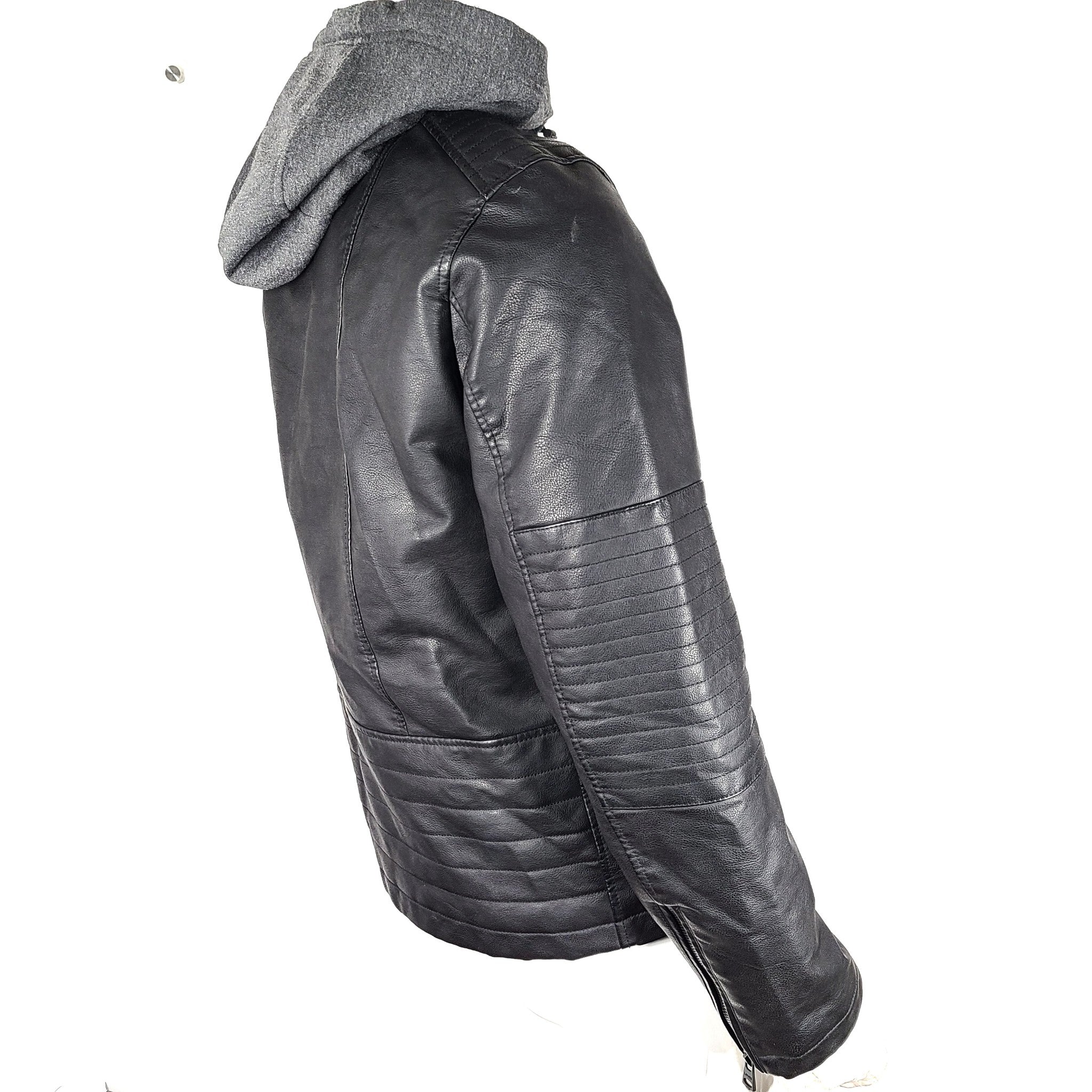 Levi Strauss Levi's Men's Faux Leather Hooded Racer Jacket Black Sz S