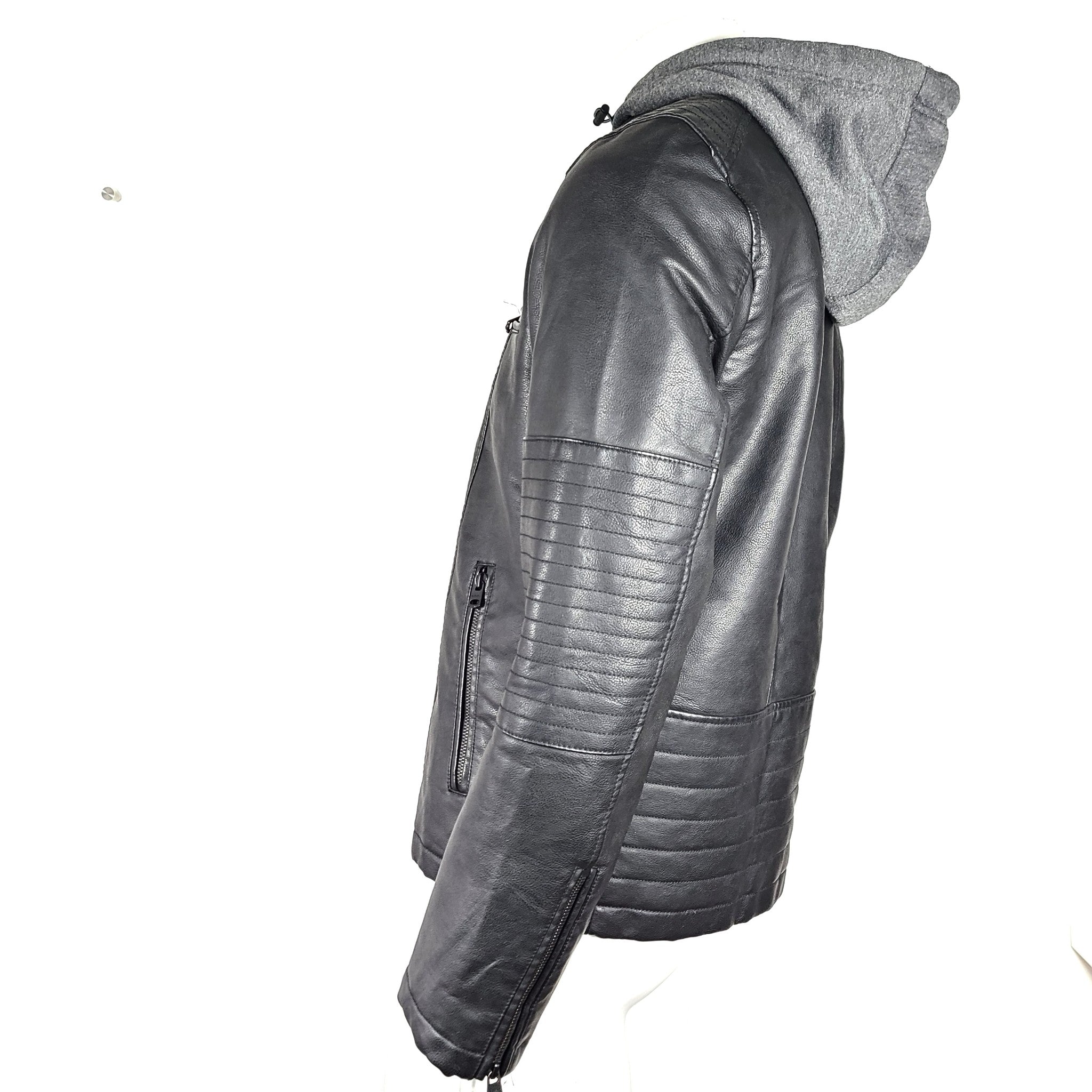 Levi Strauss Levi's Men's Faux Leather Hooded Racer Jacket Black Sz S