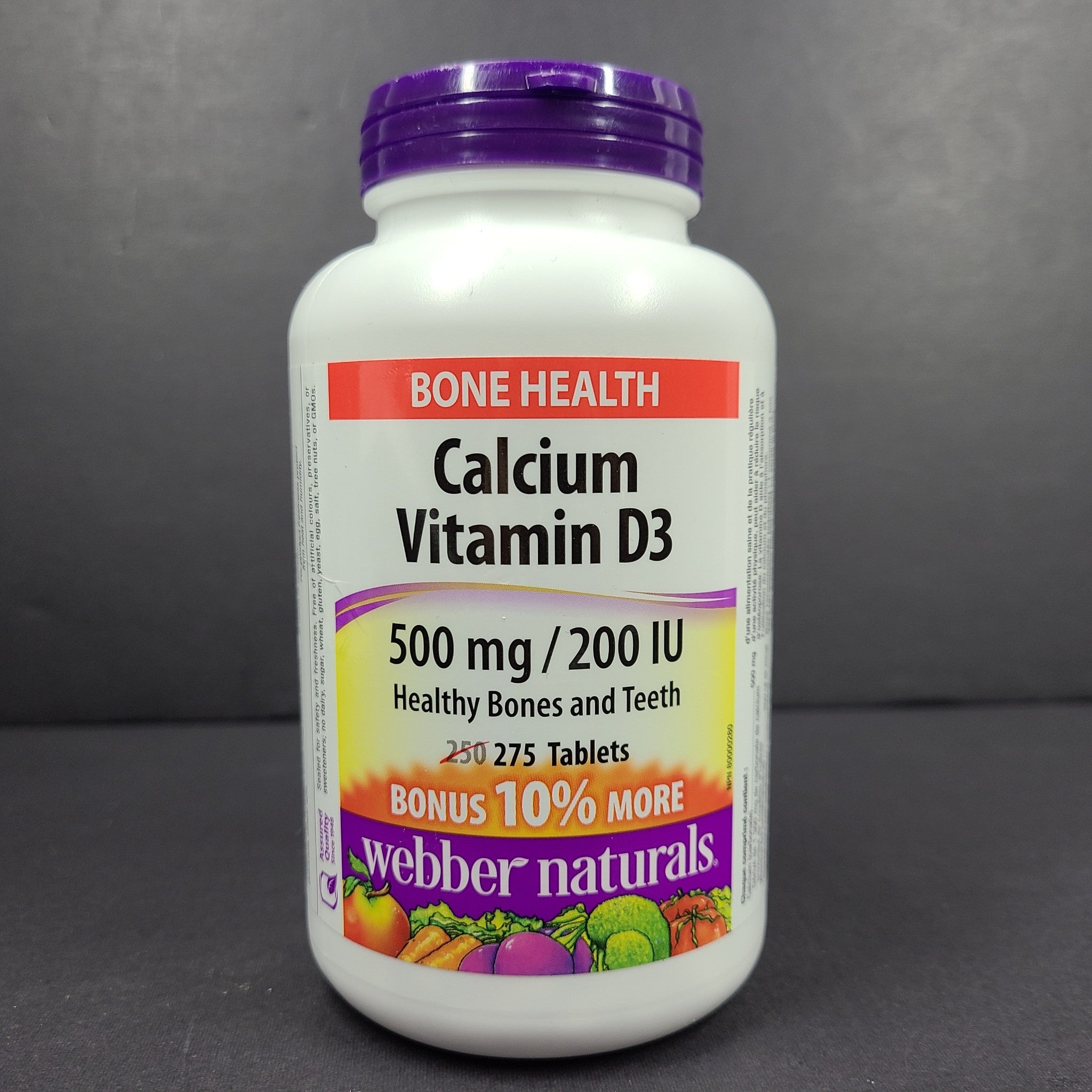 275 Ct Webber Naturals Calcium Vitamin D3 500mg/200 IU Bone Health 11/26