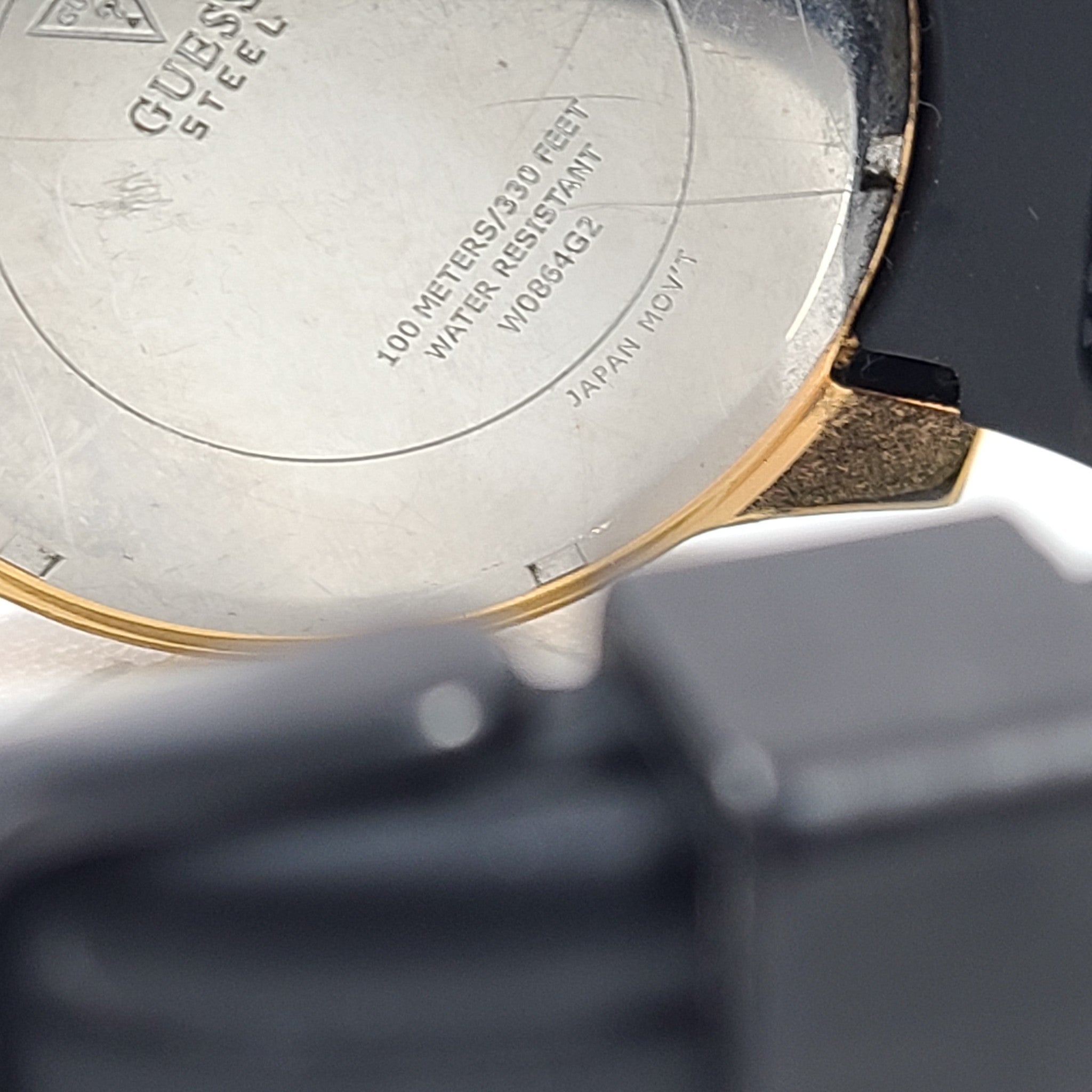 GUESS Men's Caliber Black Gold Tone Watch Chronograph 45mm W0864G2