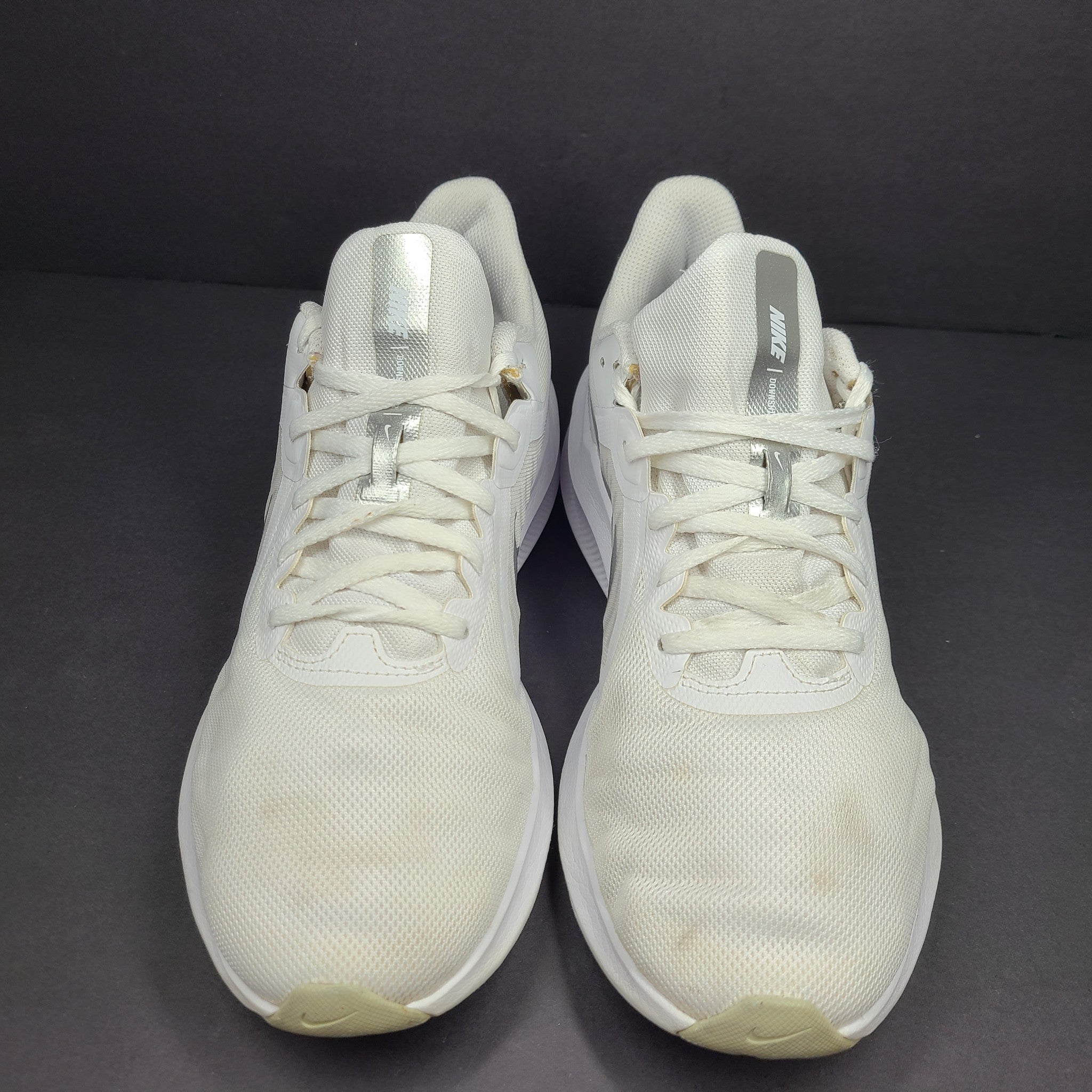 Nike Women's Downshifter 10 Sneakers Running Shoes CI9984-100 White Silver Sz 11