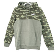 Puma Men's Color-block Camo Hoodie FL Fleece Green Camo Size S