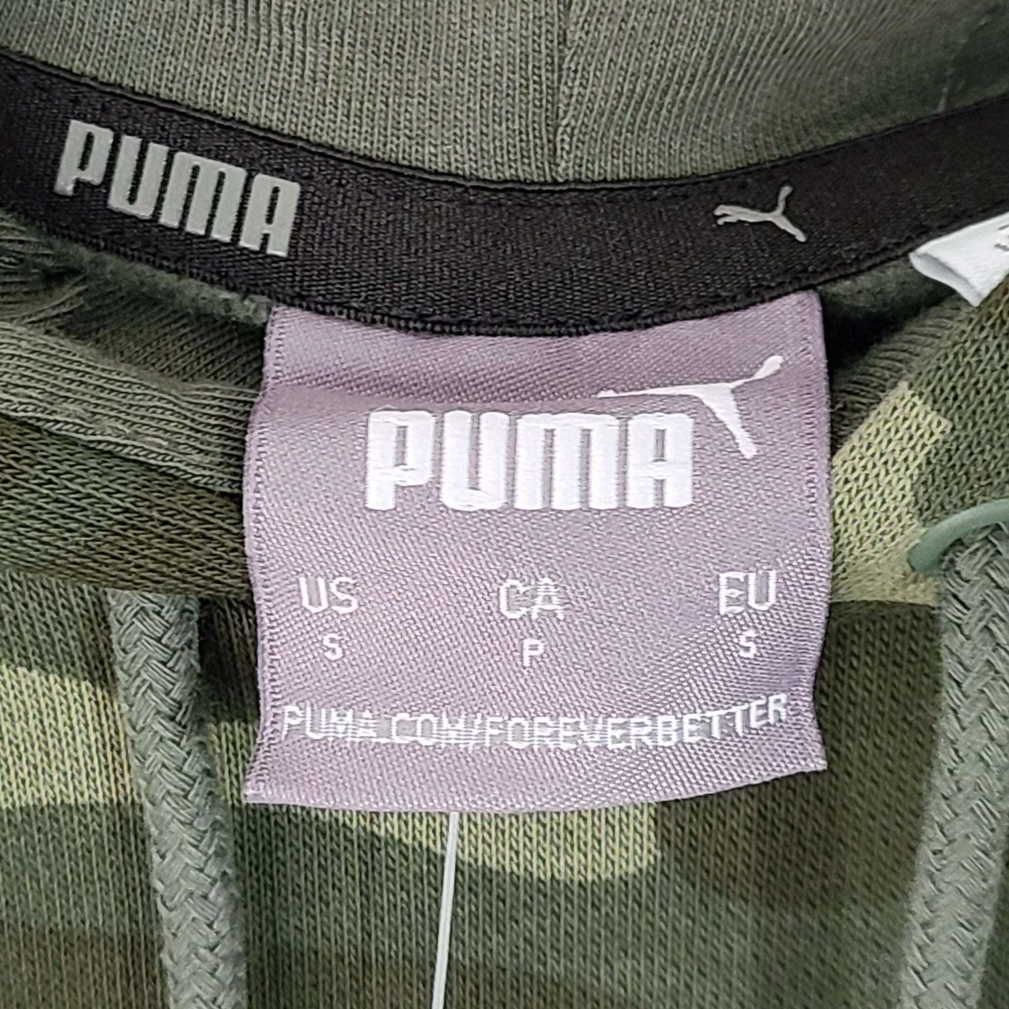 Puma Men's Color-block Camo Hoodie FL Fleece Green Camo Size S