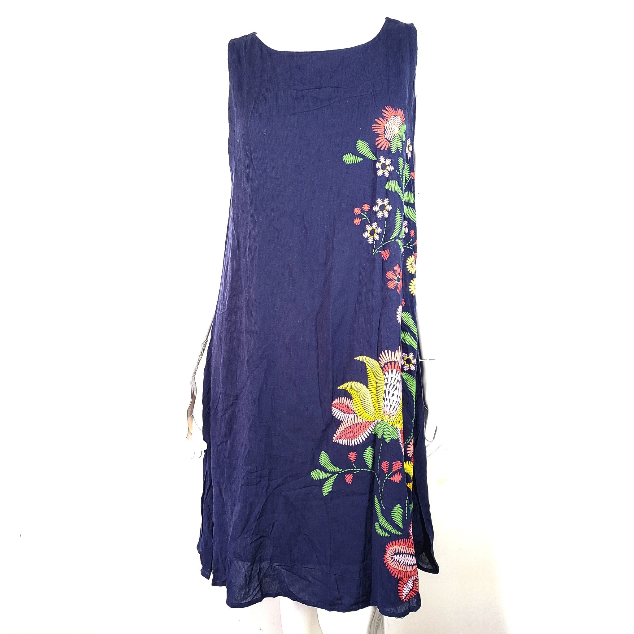 Desigual Women's Vest Anjou Dress Sleeveless Floral Light Viscose Blue Sz 42