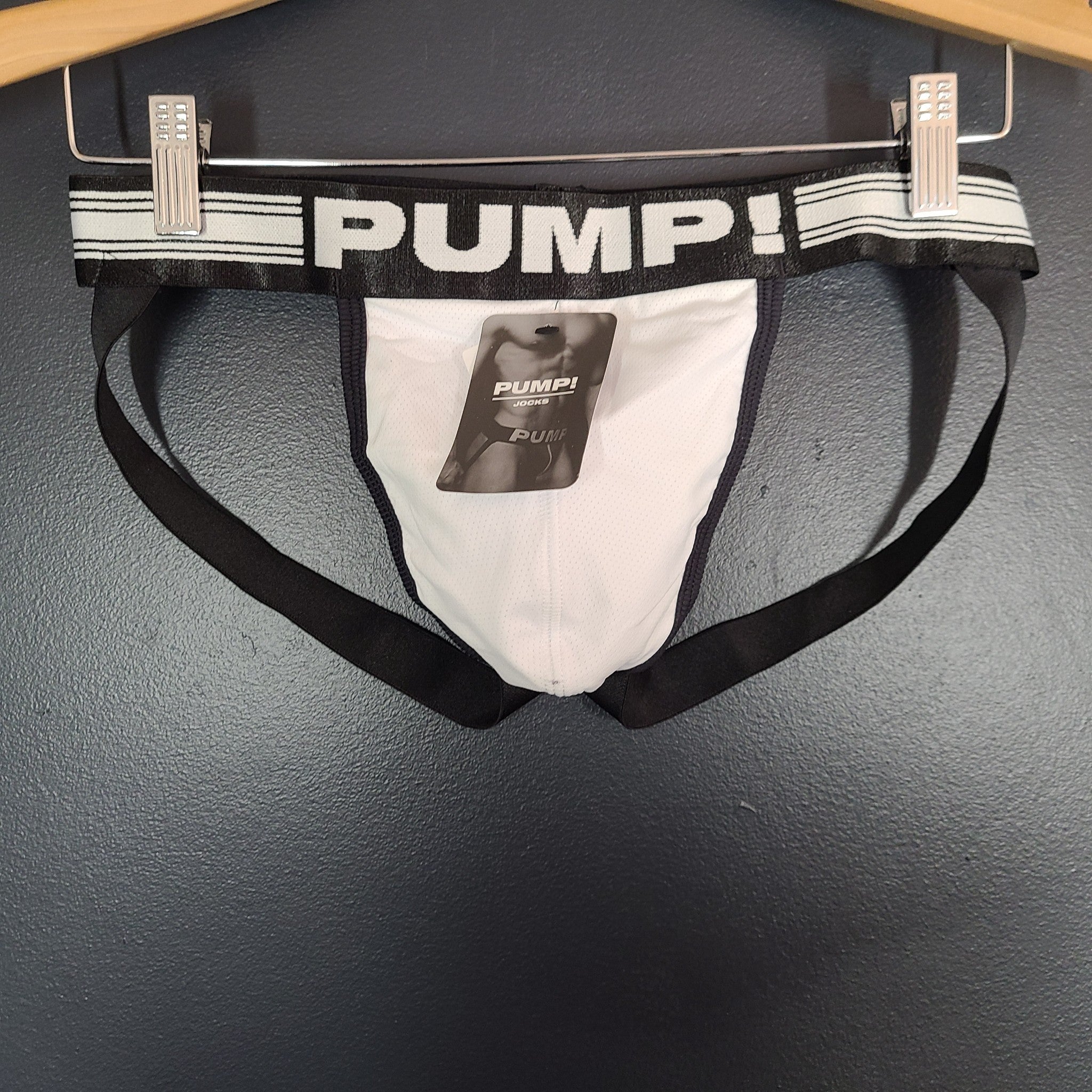 PUMP! Free-Fit Jock Jockstrap Micro-Mesh Cup Lined Cotton Fabric White15036 Sz M