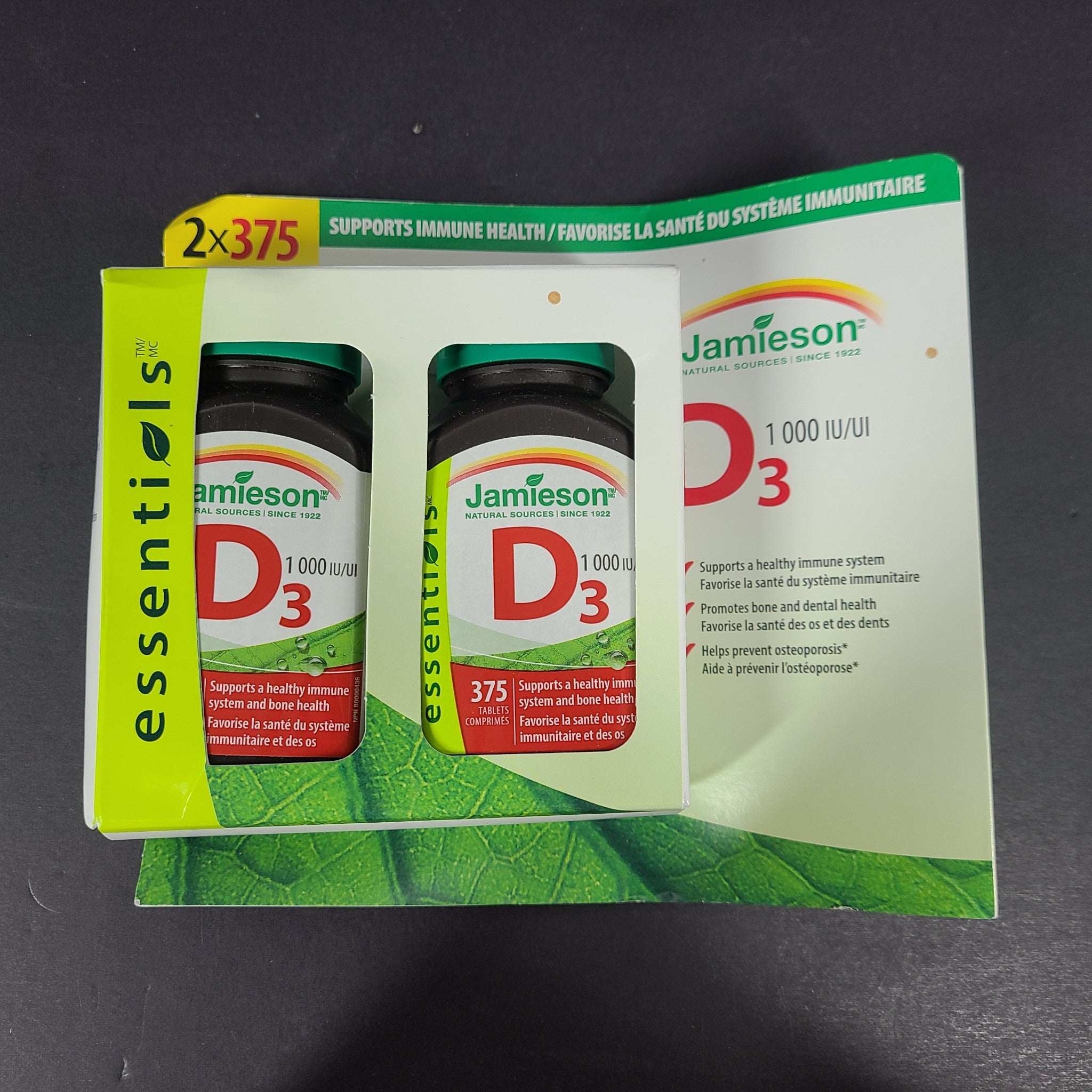 2x 365 Tablets Jamieson Vitamin D3 1000IU Immune Bone Dental Support 01/26
