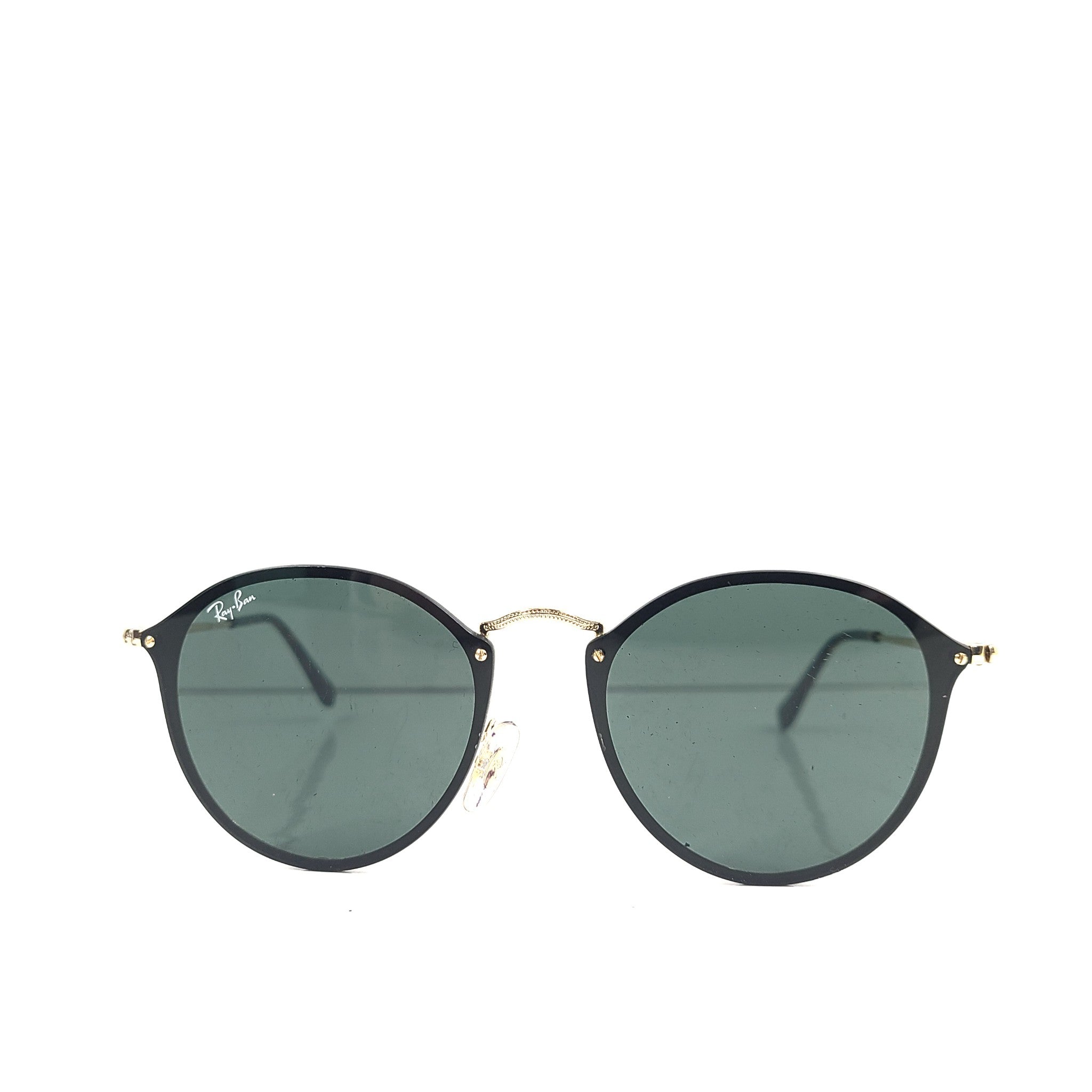 Ray-Ban Blaze Round Sunglasses RB3574-N 001/71 59x14 Gold Frame Green Lens READ
