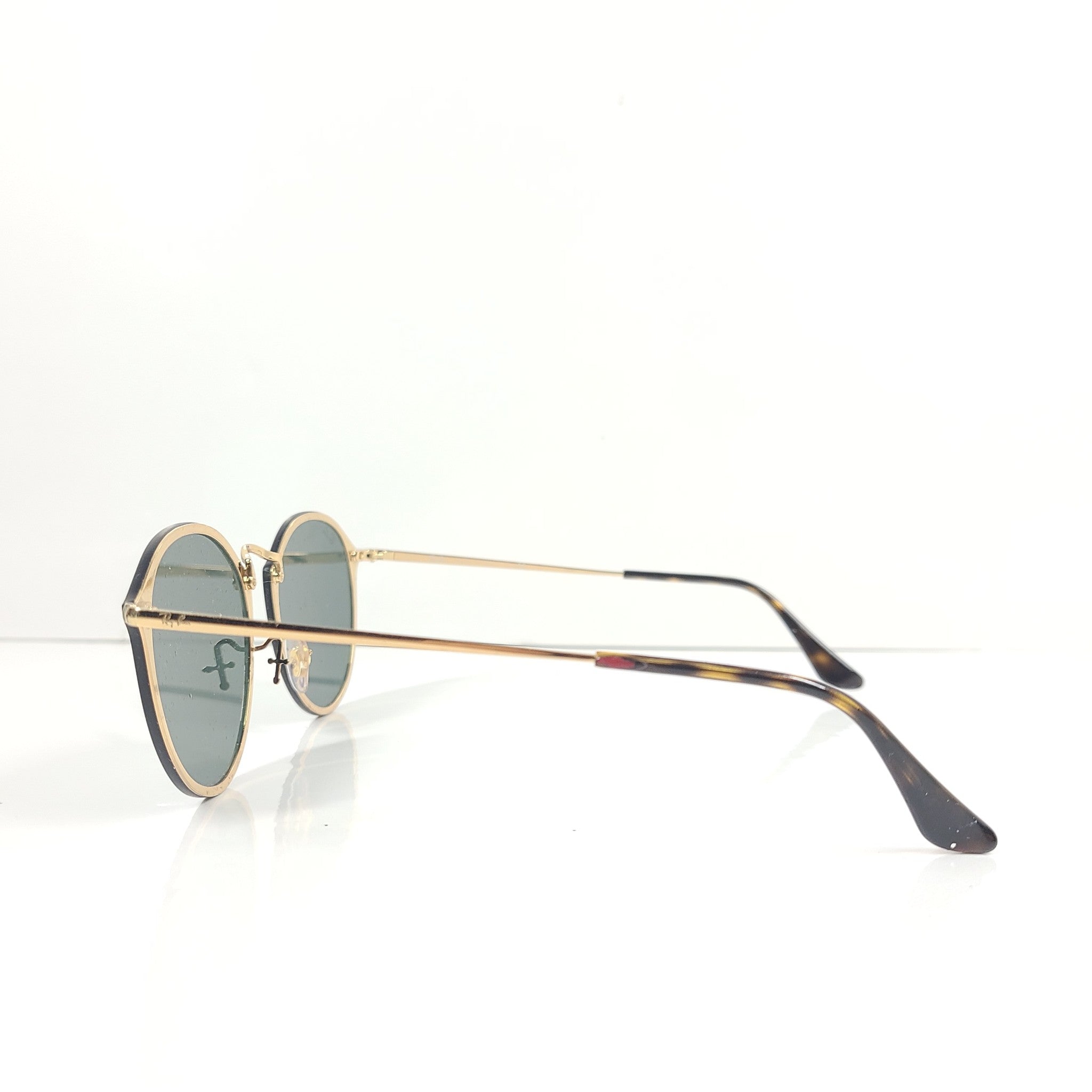 Ray-Ban Blaze Round Sunglasses RB3574-N 001/71 59x14 Gold Frame Green Lens READ