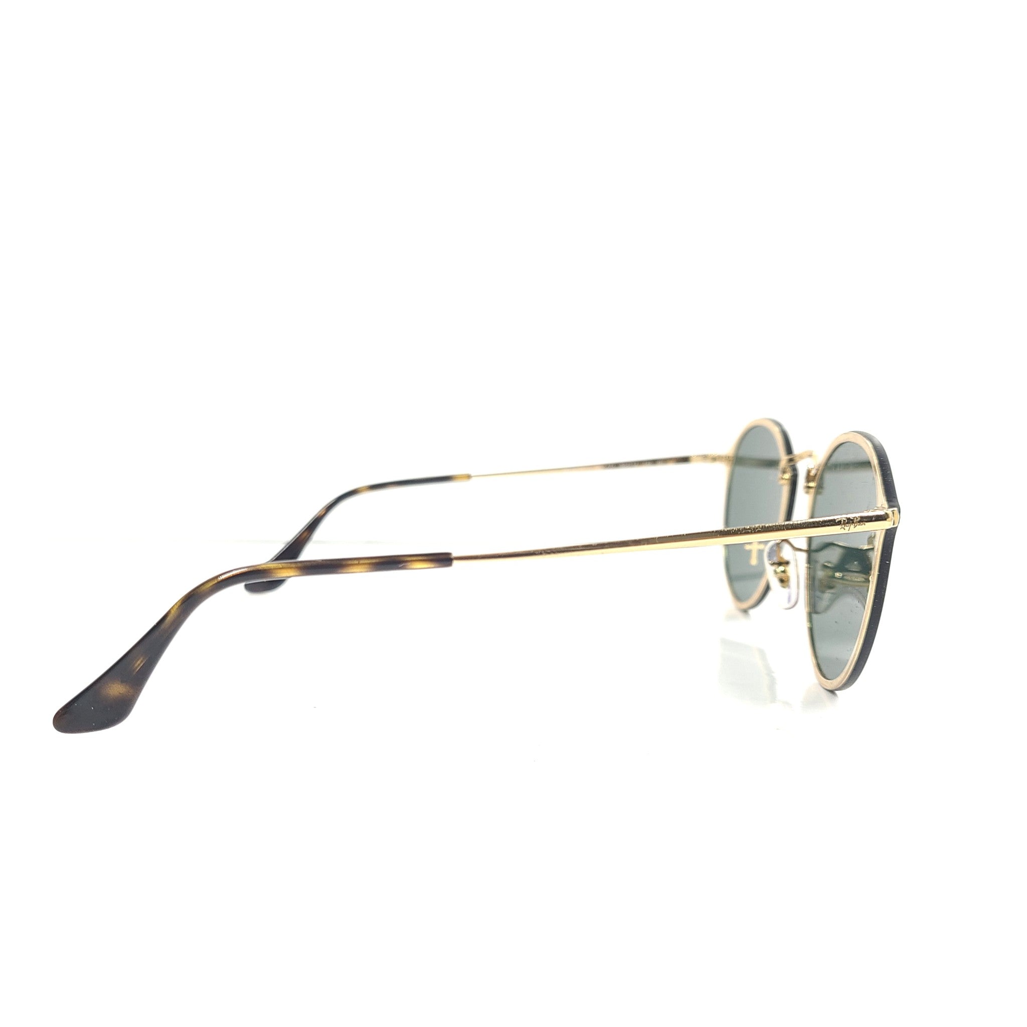Ray-Ban Blaze Round Sunglasses RB3574-N 001/71 59x14 Gold Frame Green Lens READ