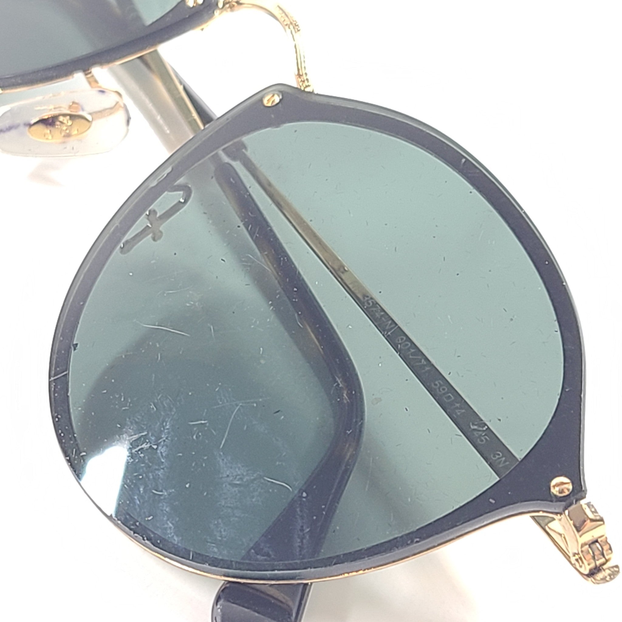 Ray-Ban Blaze Round Sunglasses RB3574-N 001/71 59x14 Gold Frame Green Lens READ