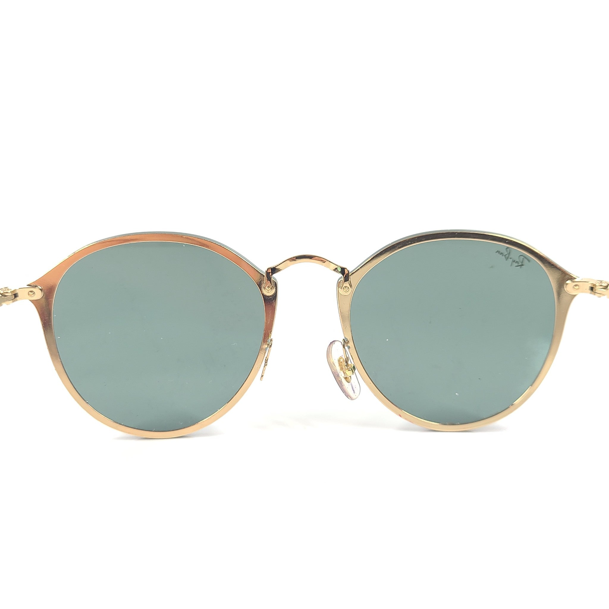 Ray-Ban Blaze Round Sunglasses RB3574-N 001/71 59x14 Gold Frame Green Lens READ