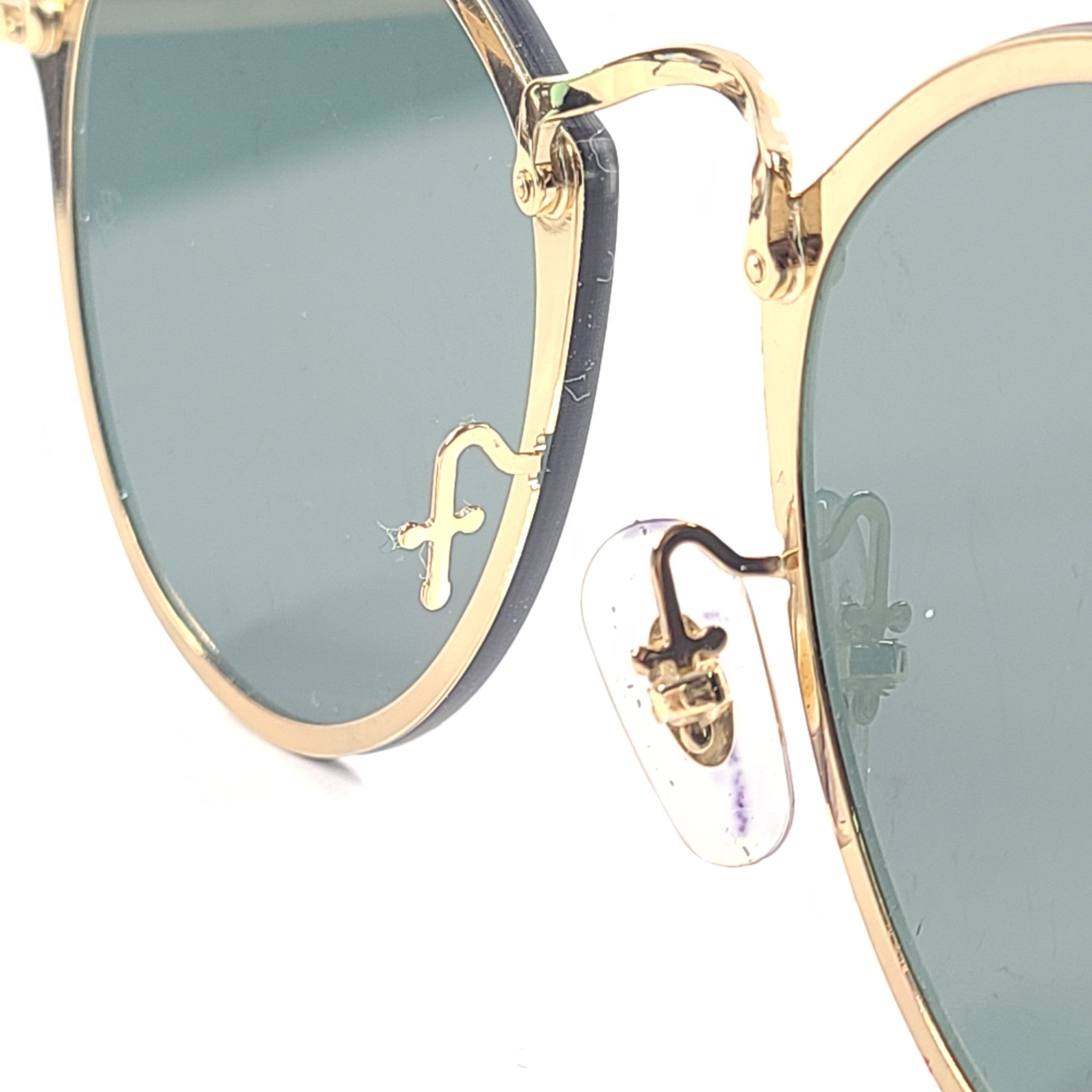 Ray-Ban Blaze Round Sunglasses RB3574-N 001/71 59x14 Gold Frame Green Lens READ