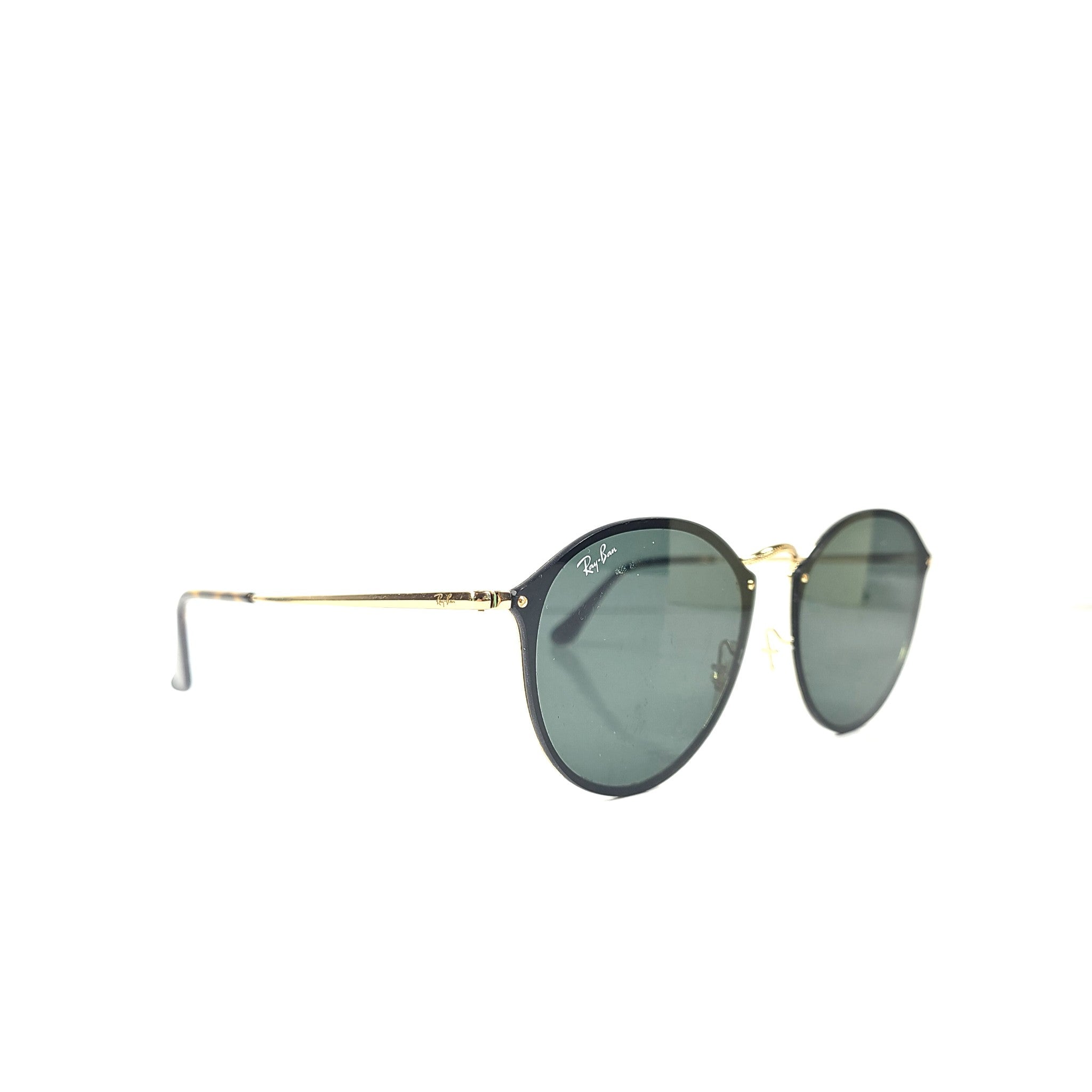 Ray-Ban Blaze Round Sunglasses RB3574-N 001/71 59x14 Gold Frame Green Lens READ