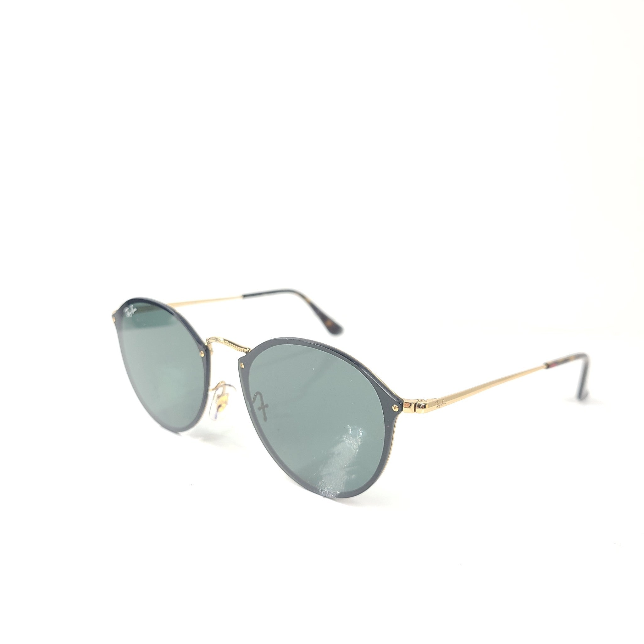 Ray-Ban Blaze Round Sunglasses RB3574-N 001/71 59x14 Gold Frame Green Lens READ