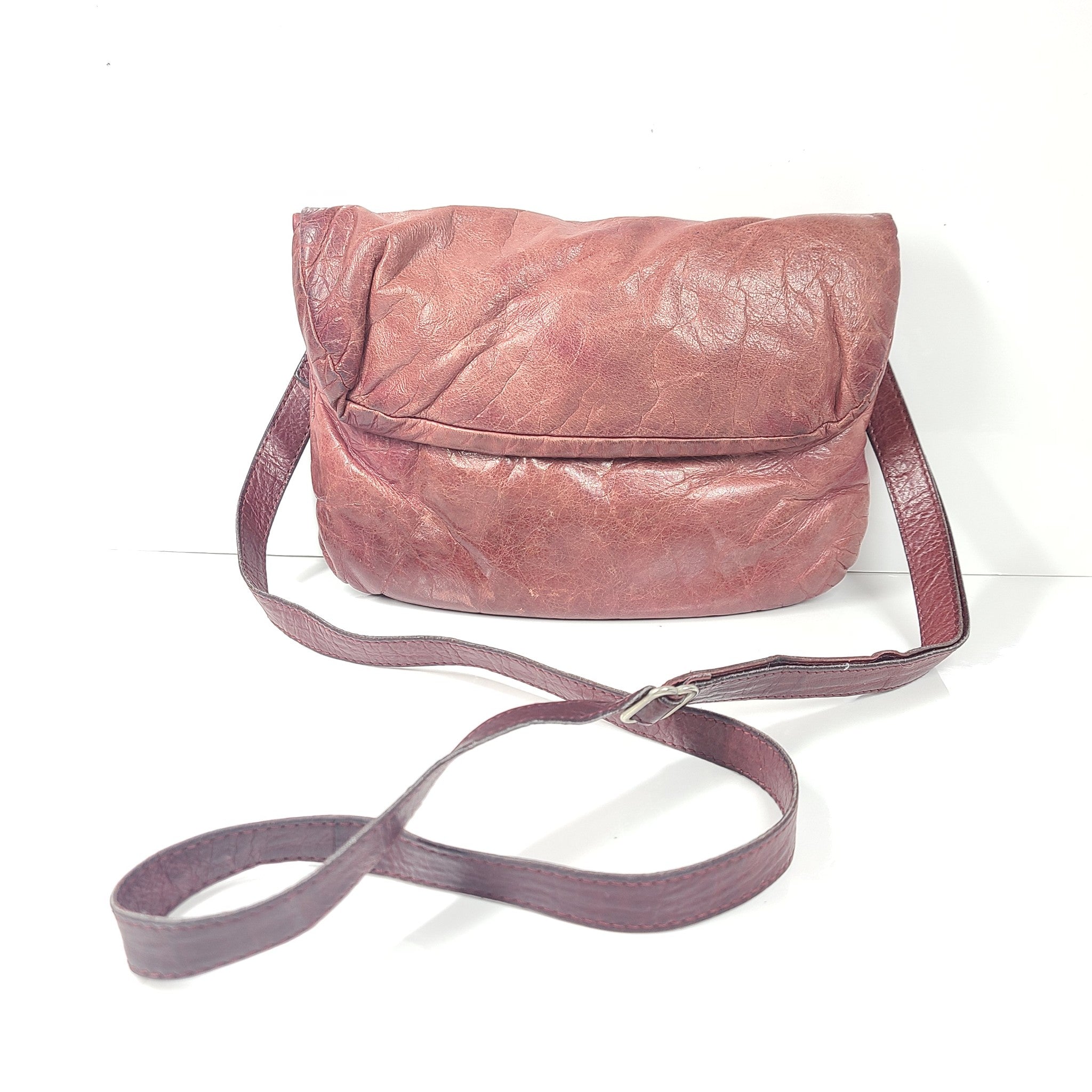 m0851 PF3 Leather Envelope Adjustable Crossbody Strap Bag Flap Pink Burgundy
