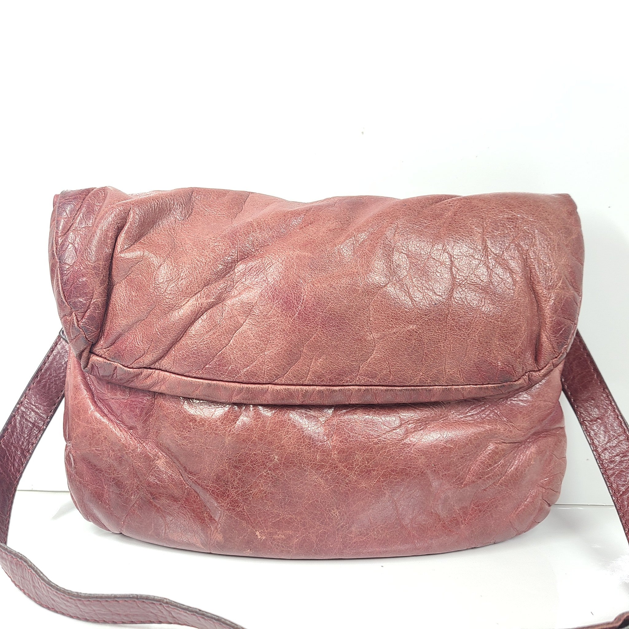 m0851 PF3 Leather Envelope Adjustable Crossbody Strap Bag Flap Pink Burgundy