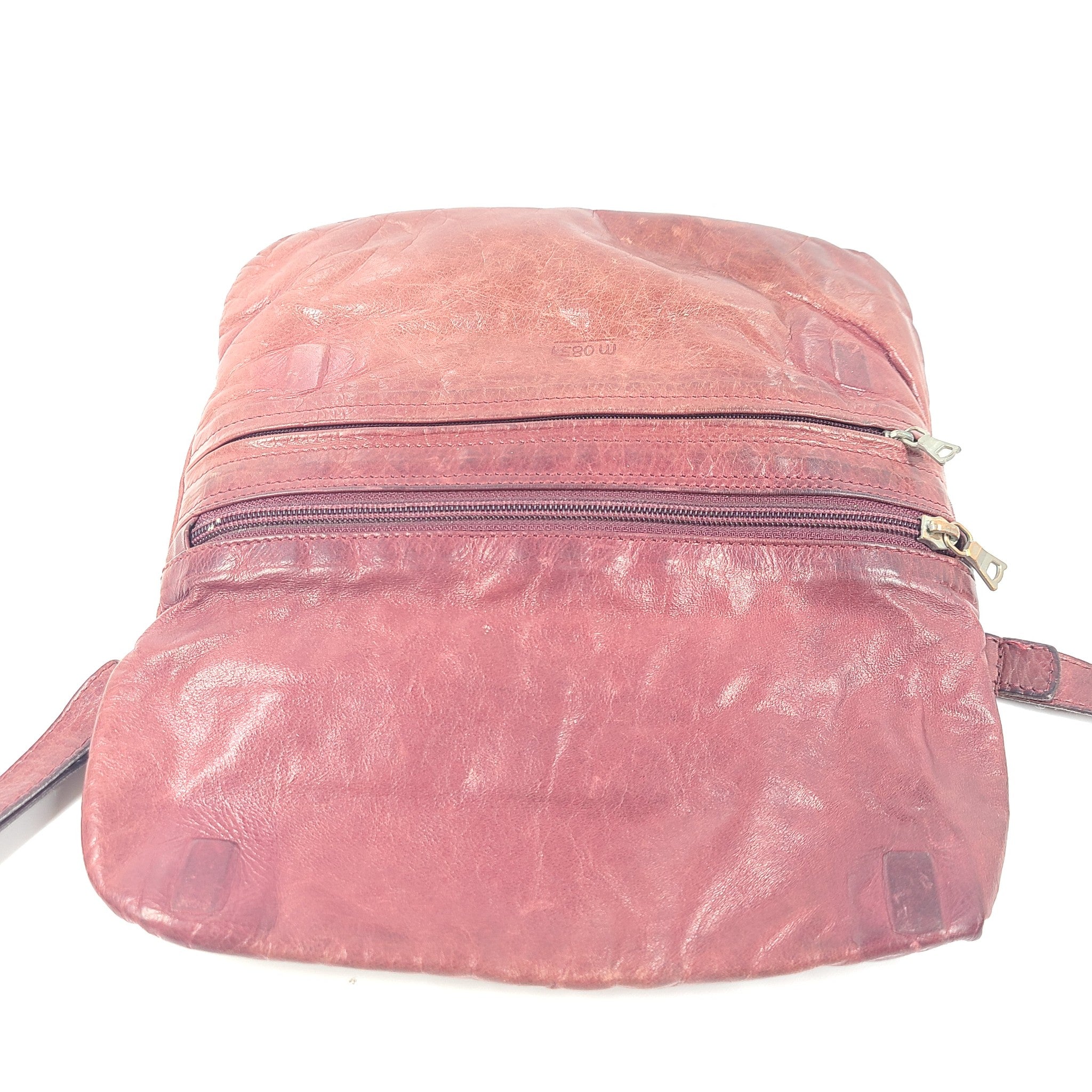 m0851 PF3 Leather Envelope Adjustable Crossbody Strap Bag Flap Pink Burgundy