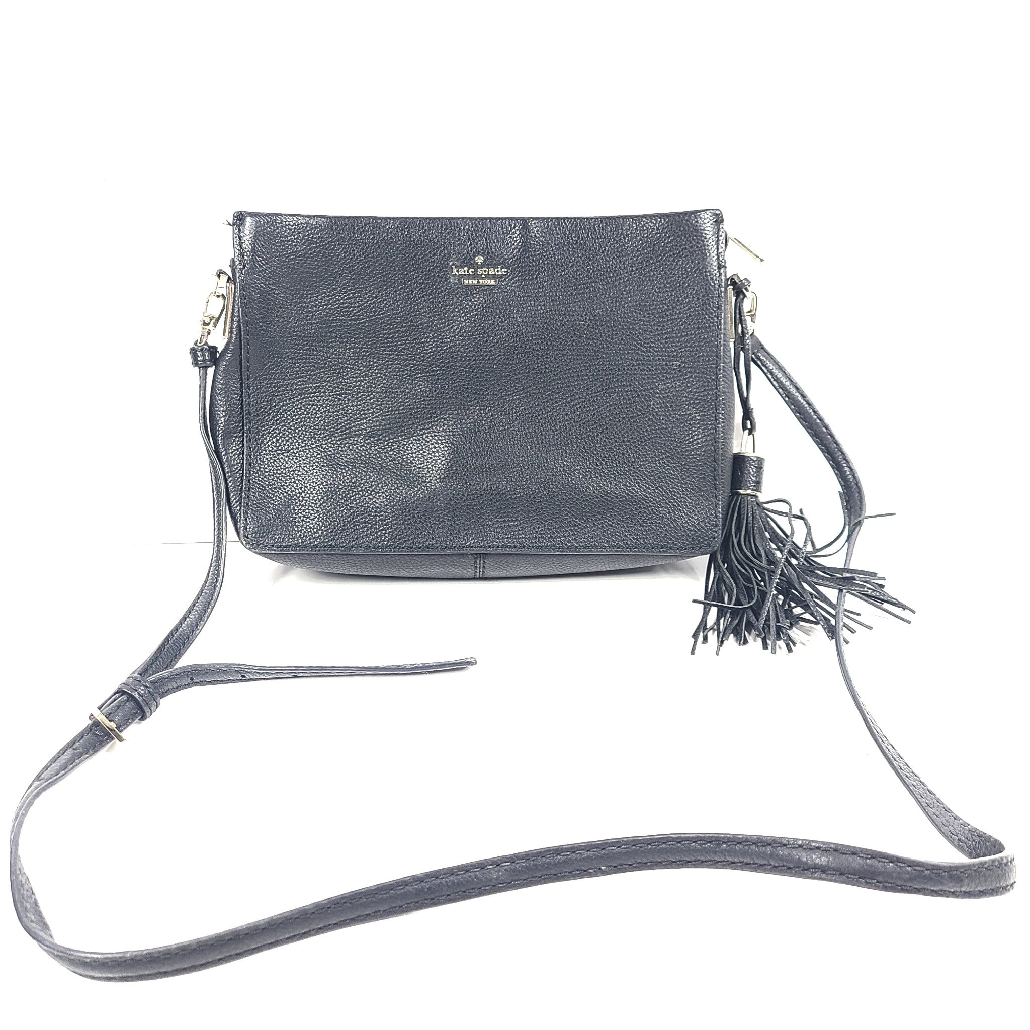 Kate Spade Naomi Crossbody Bag Black Pebbled Leather w/ Tassel WKRU5781