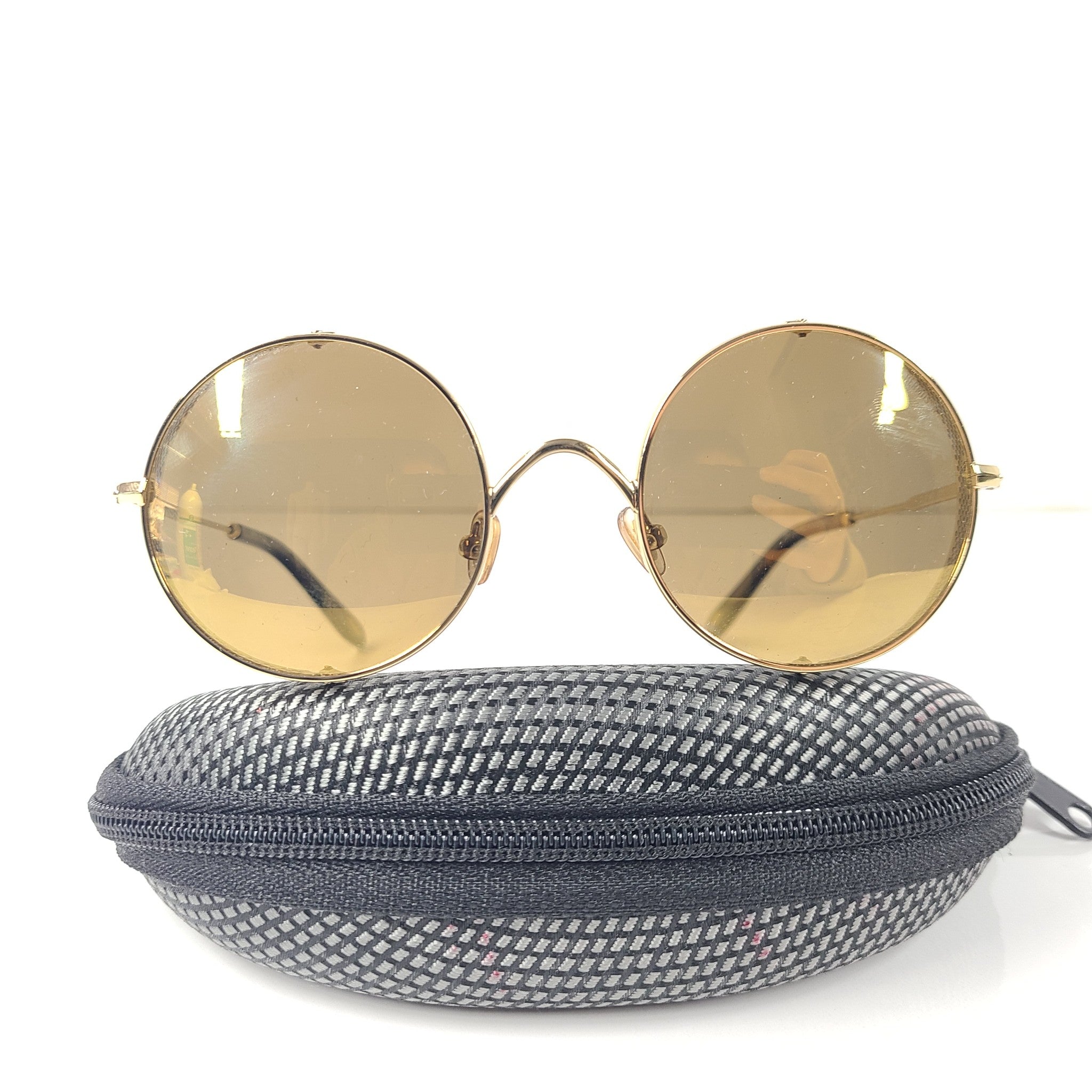 Hermossa Steampunk Round Sunglasses 52-22-143 Polarized UV400 Golden Metal Frame
