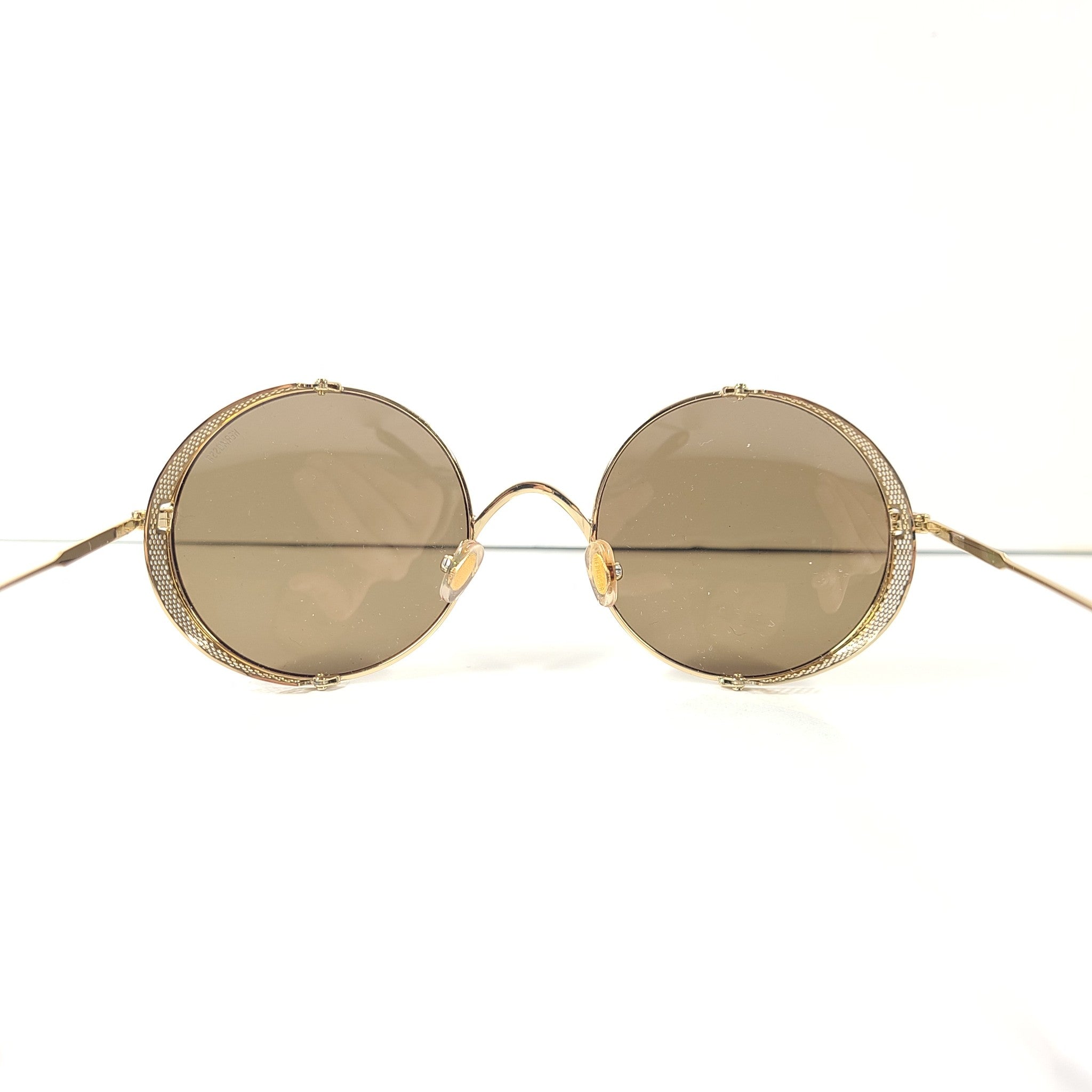Hermossa Steampunk Round Sunglasses 52-22-143 Polarized UV400 Golden Metal Frame