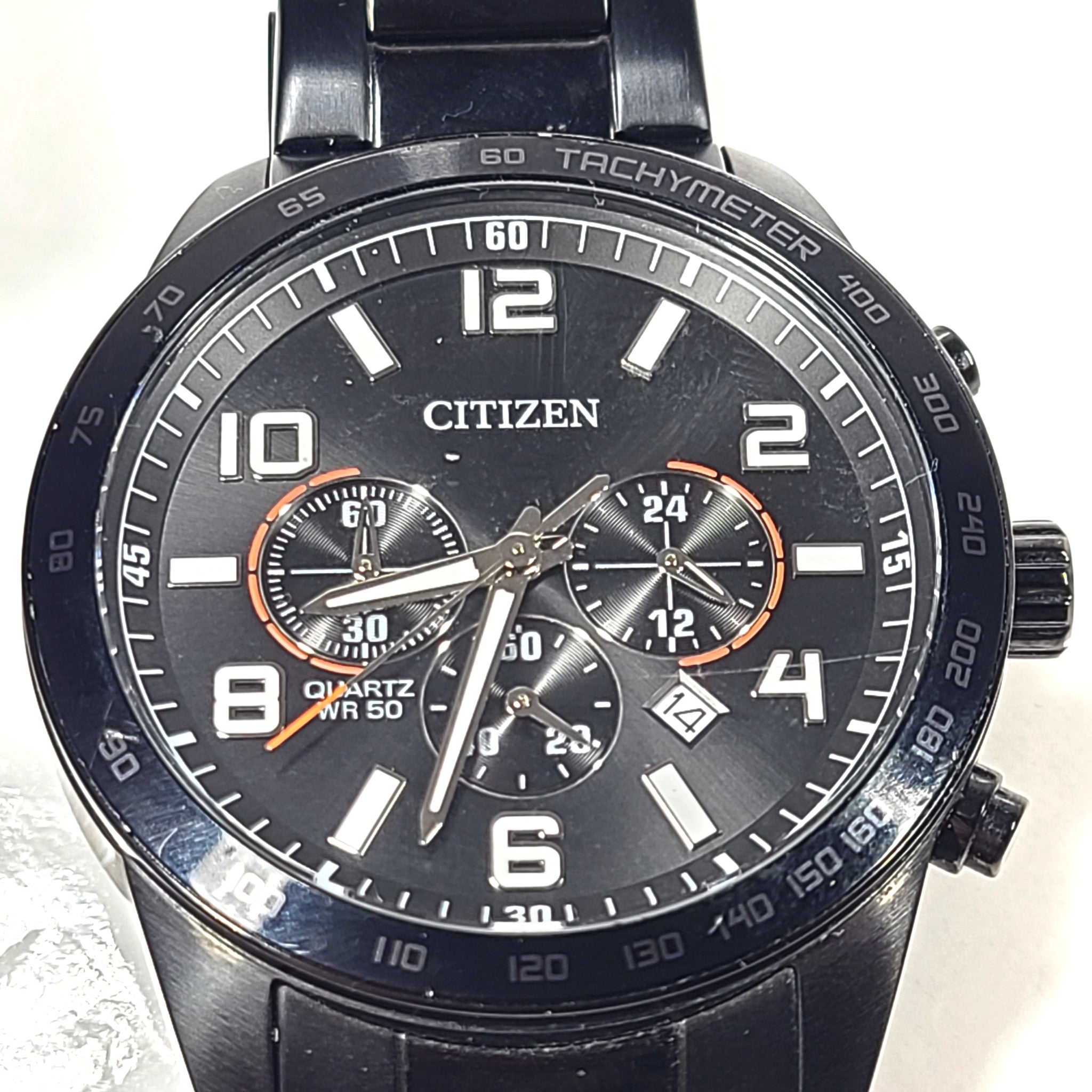 Citizen Men's AN8165-59E Quartz Chronograph Stainless Steel Black Dial Watch