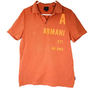 A|X Armani Exchange Men's Polo Shirt Large Print Orange Sz M